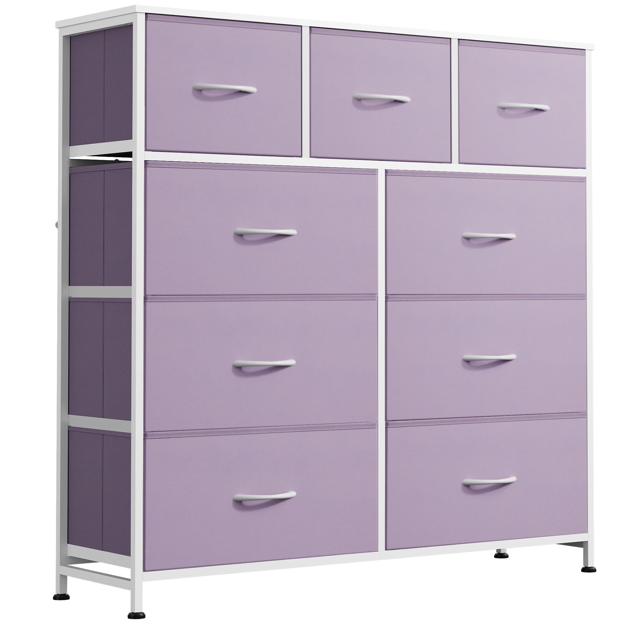 WLIVE Tall Dresser for Bedroom, 9 Drawer Chest of Drawers, Purple