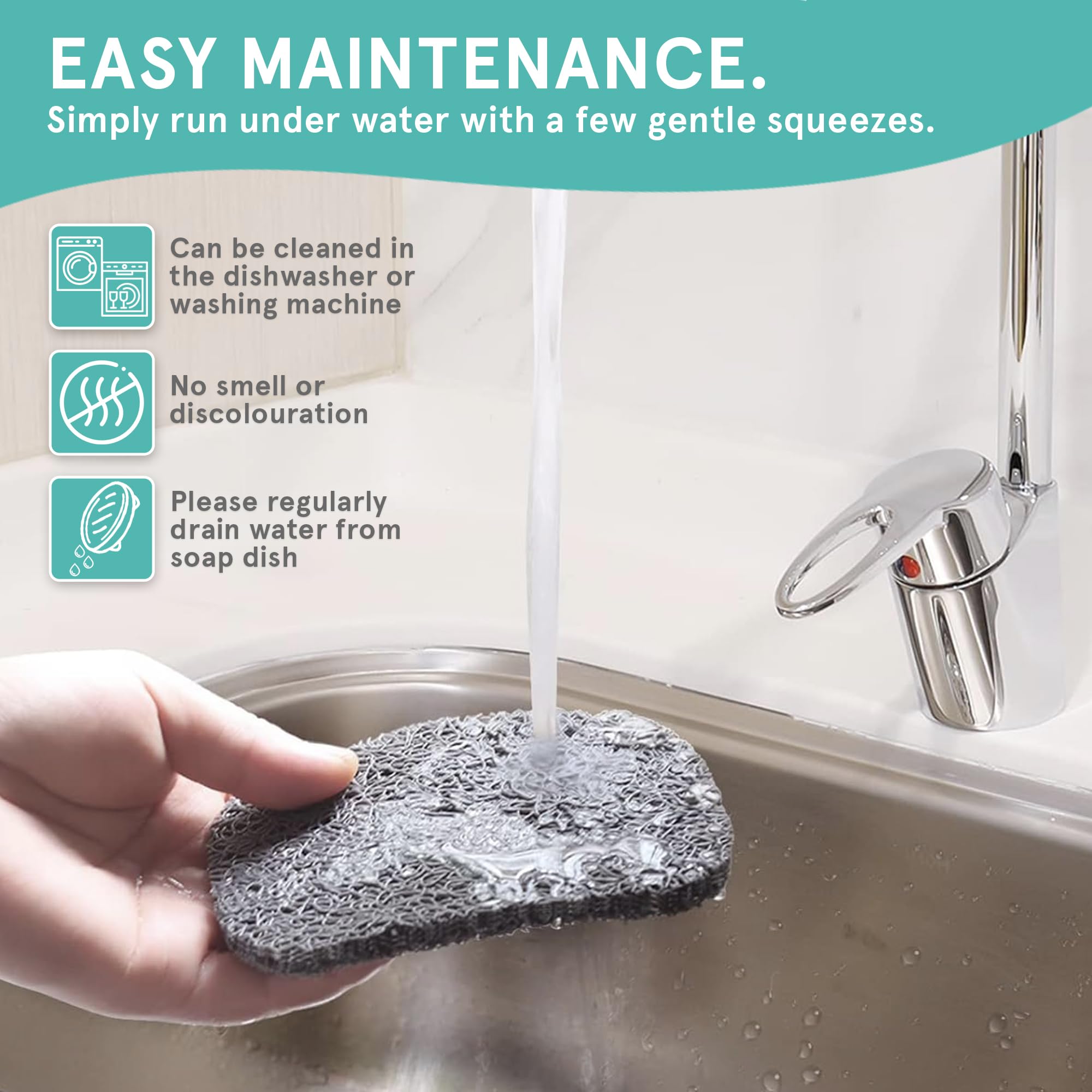 Soap Saver by Smith’s®, Grey, 14 cm (L) x 8 cm (W) x 1.2 cm (H) - Image 4