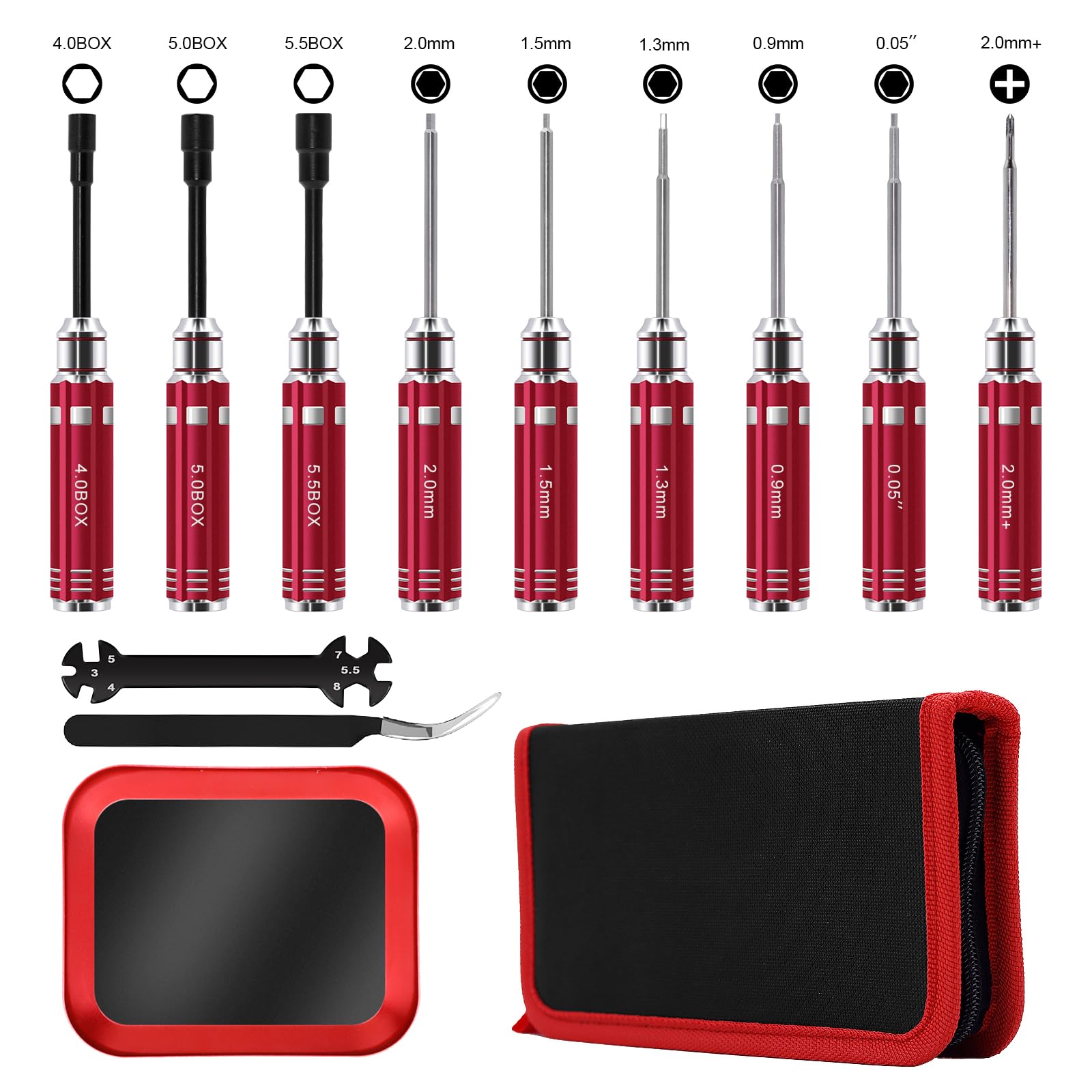 12-Piece RC Tool Kit For Micro Crawlers - Hex Drivers, Nut Drivers & Pliers For SCX24, TRX4M