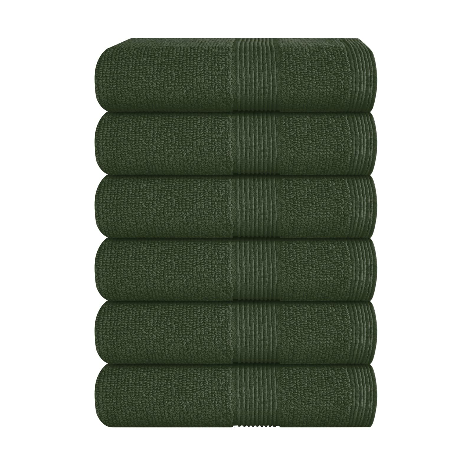 Belizzi HomeUltra Soft 6-Piece Hand Towel Set 16x28-100% Ringspun Cotton - Durable & Highly Absorbent Hand Towels - Ideal for use in Bathroom, Kitchen, Gym, Spa & General Cleaning - Olive Green