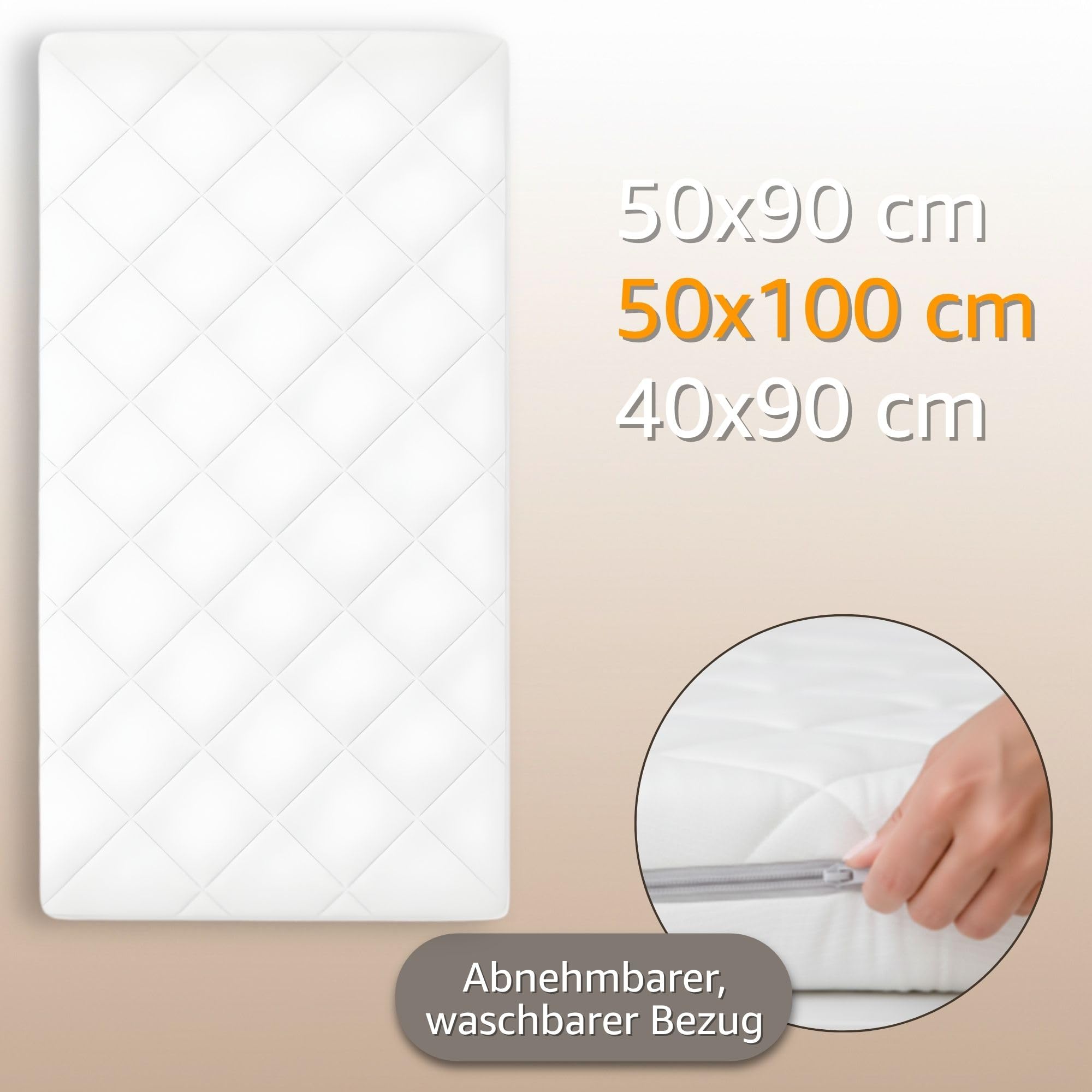 Totsy Baby Matelas Bebe 50x100 cm pour Enfant lit et Voyage - Bébé Respirant roulé Matelas en Mousse avec Lavable Housse pour Lits Sol ou Berceau 50 x 100 Oeko-Tex