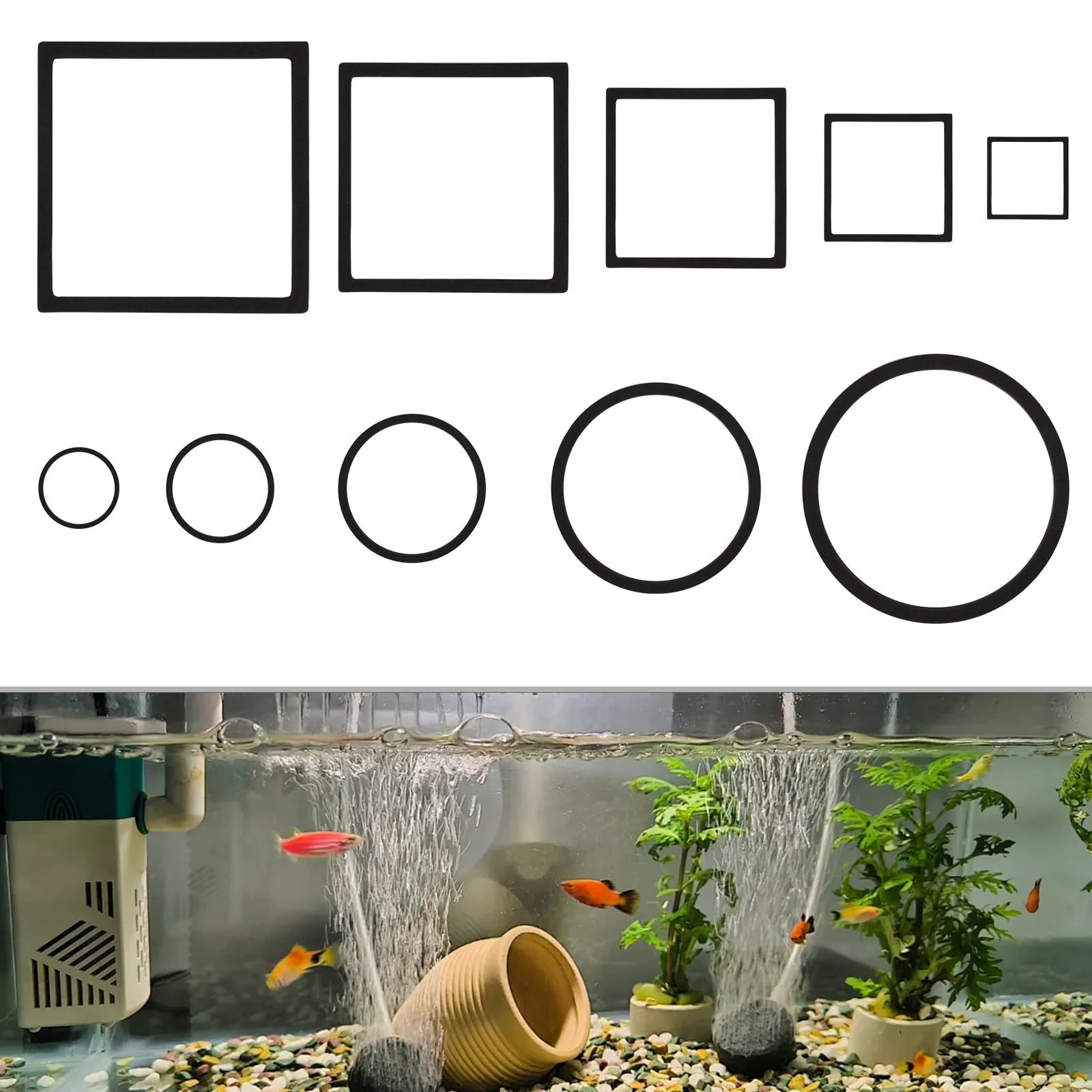 KINHARD Dispensador Comida Peces, 10 Piezas Acuario Anillos Plantas, Flotantes Anillos, No Absorbente, Aislante del Calor y Resistente al Frío, para Agua Dulce Agua Salada Plantas