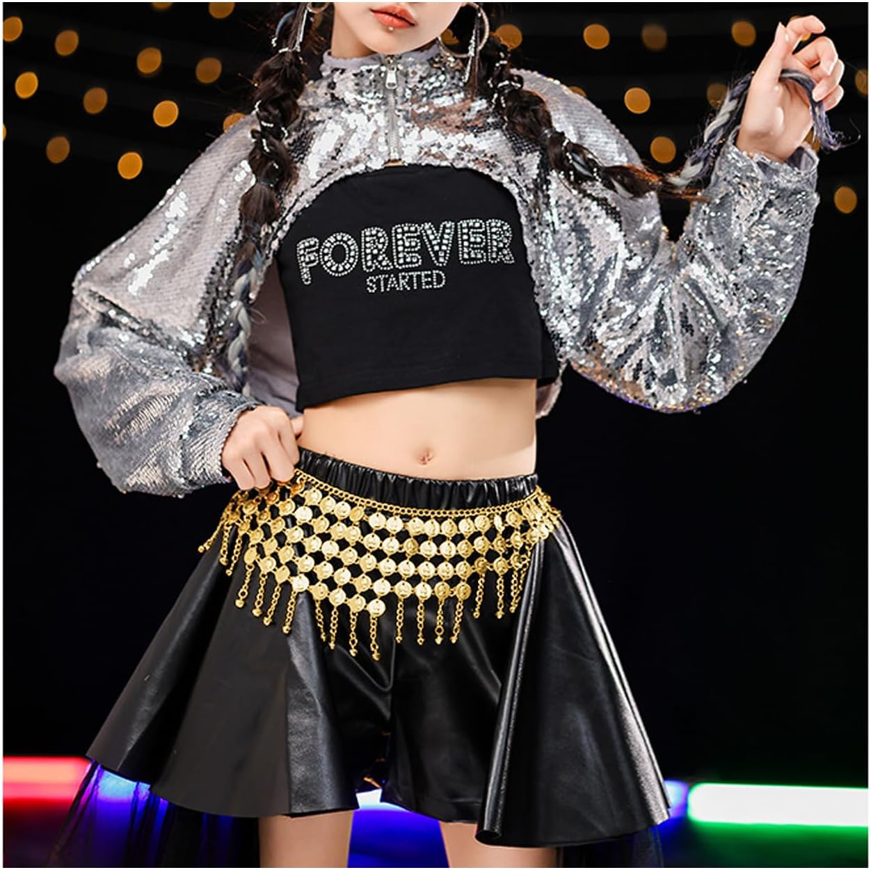 Women's Belly Dance Coin Chain Belt Dancing Hip Scarf Metal Gypsy Skirt Outfit For Halloween Costume Accessory - Image 6