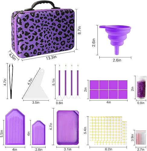 Miniatura 5 de CAIOVSE Contenedores de almacenamiento de pintura de diamantes, 120 ranuras para pintura de diamantes, kits de accesorios con herramientas para