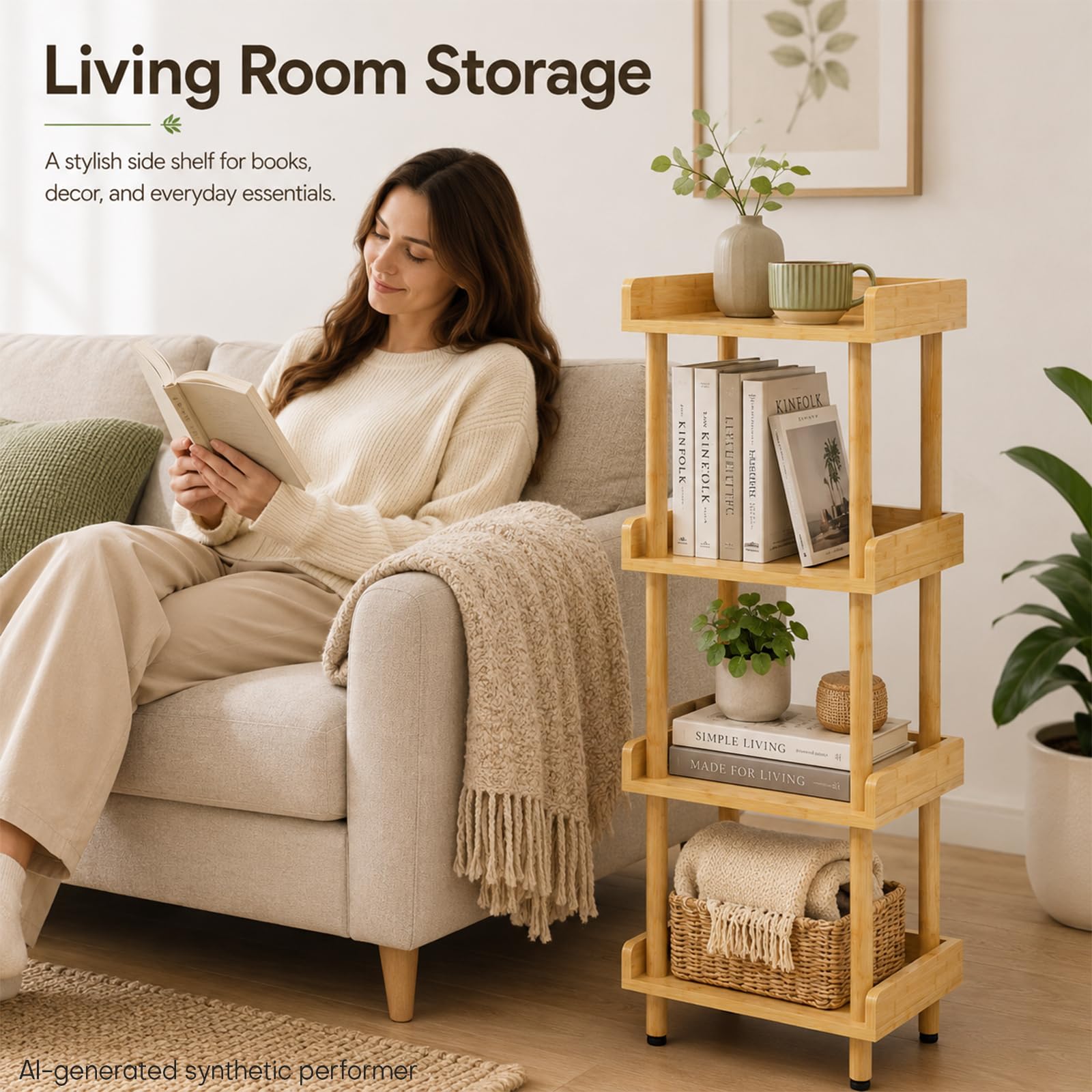 Yorbay Étagère de Rangement multifonctionnelle pour Salon : 4 Niveaux