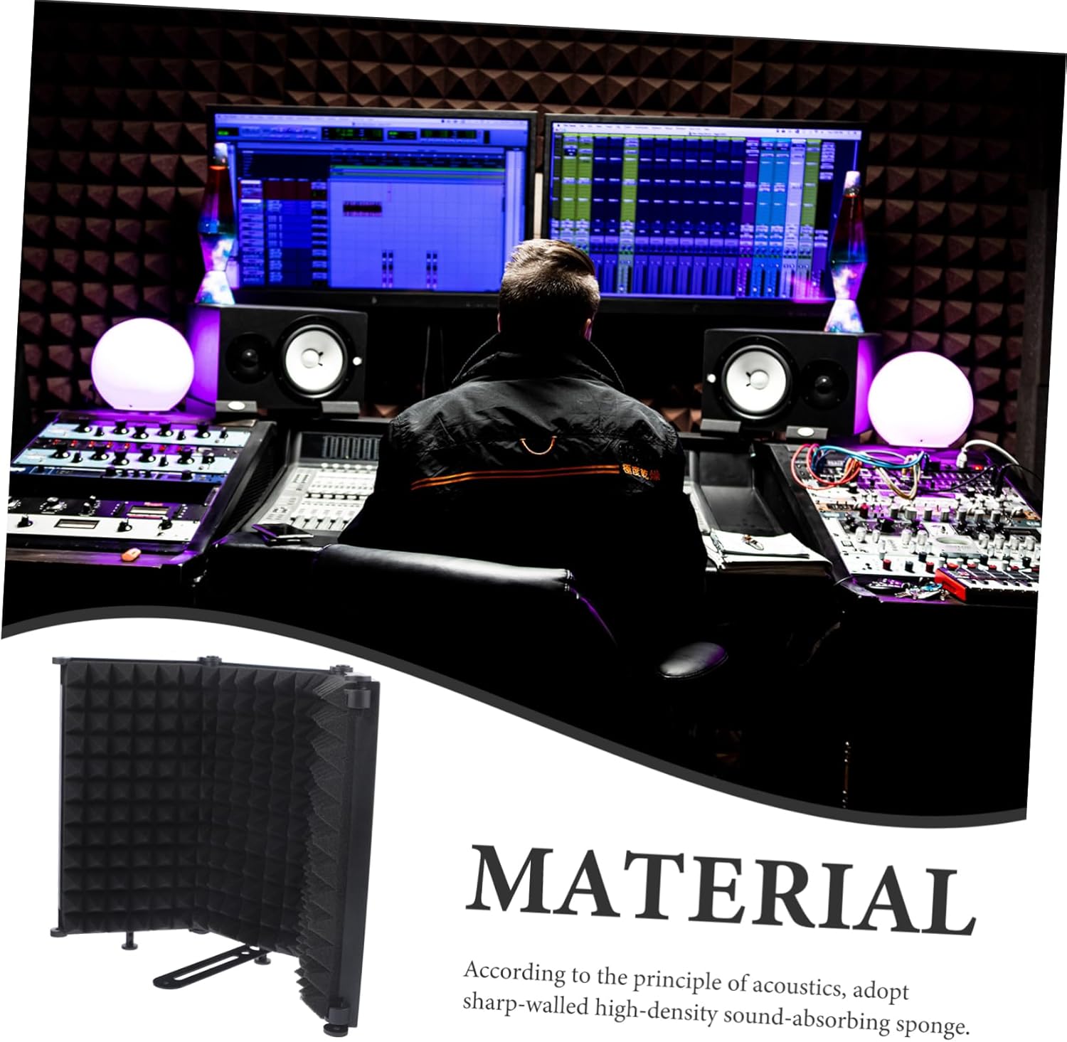 1set Foldable Microphone Windscreen Cover Iron Sponge Filter for Noise Reduction for Recording Podcasting and Streaming