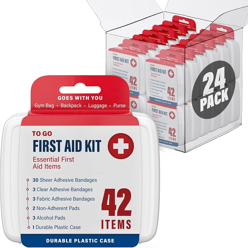 DecorRack 1000 Piece First Aid Kit, 42 Items Per Box, Car, Travel (24 Pack)