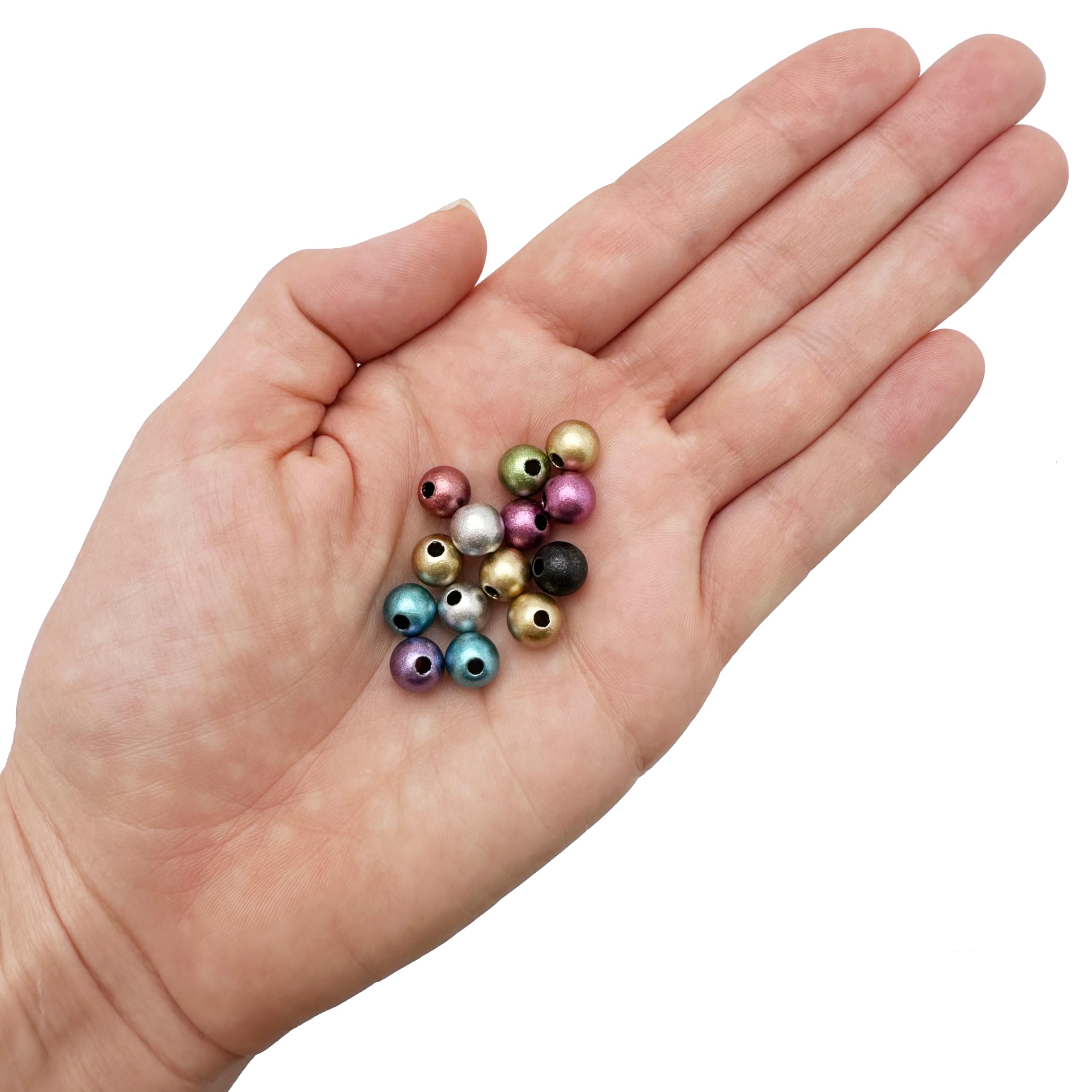 Koraliki z mosiężnym rdzeniem, Opakowanie 1000 okrągłych koralików akrylowych z dużym otworem 2,9 mm, wielokolorowe, różne rozmiary(Matte Metallic Mix,6mm)