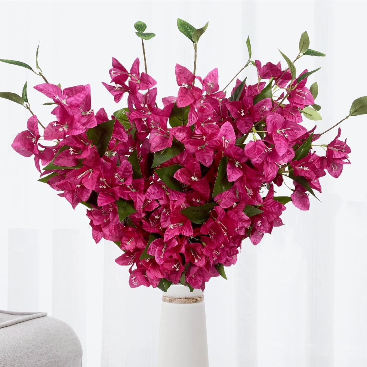 10Pcs Bougainvillea Artificial Flower Vines 30" Silk Bougainvillea Hanging Branches Long Stem Faux Bougainvillea for Home Garden Wedding Table Centerpieces Shower Backdrop (Violet - Pack of 10)