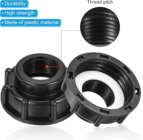 Miniatura 4 de PATIKIL IBC - Adaptador de bolsa de 2.362 in, rosca gruesa, salida hembra de 1 pulgada, conector de tapón de drenaje de 275-330 galones para tanque