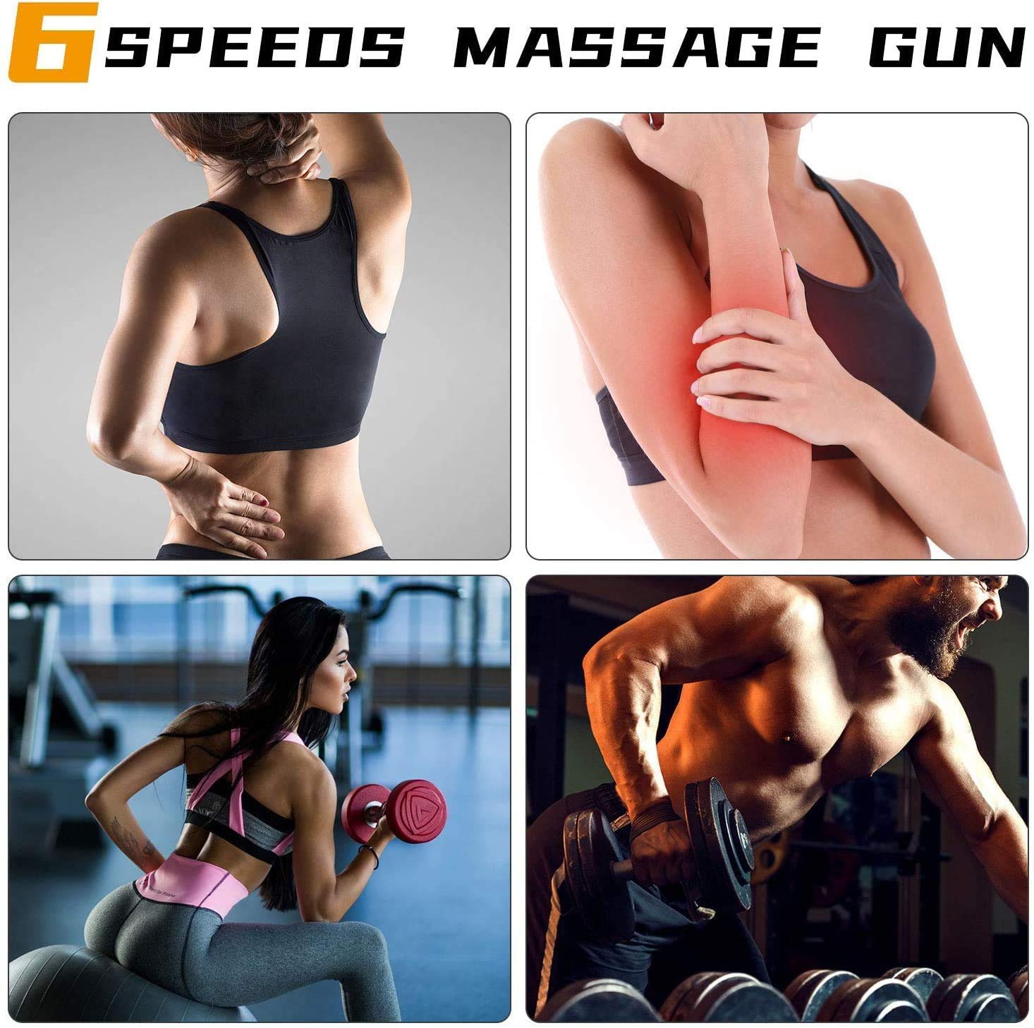 Pistolet De Massage Électrique Percussion - 4 Têtes - Portable Pour Corps, Dos, Jambes - Neuf