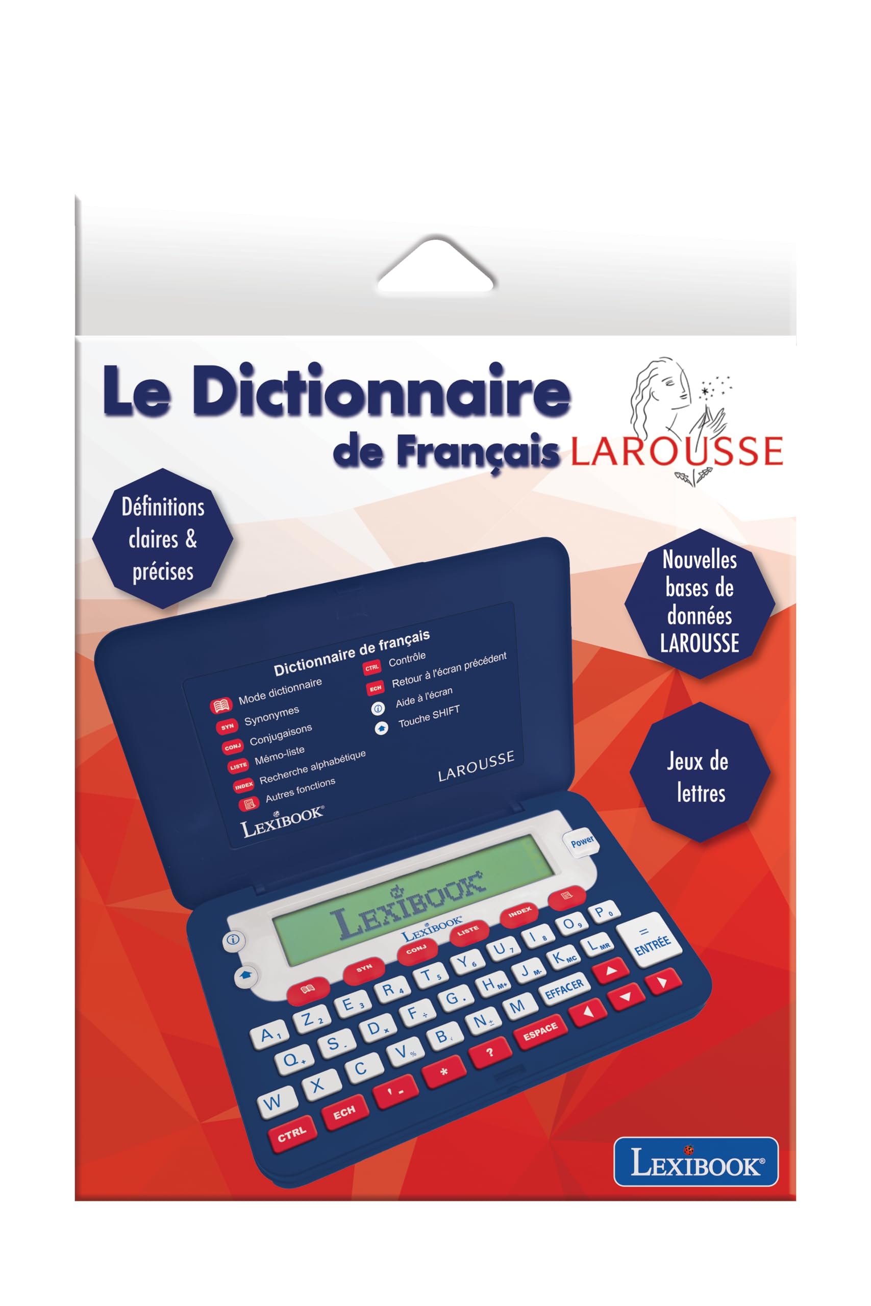 Lexibook - LAROUSSE Dizionario elettronico Tascabile Francese, definizioni, sinonimi, coniugazione, correttore Ortografico, D860FR, Blu