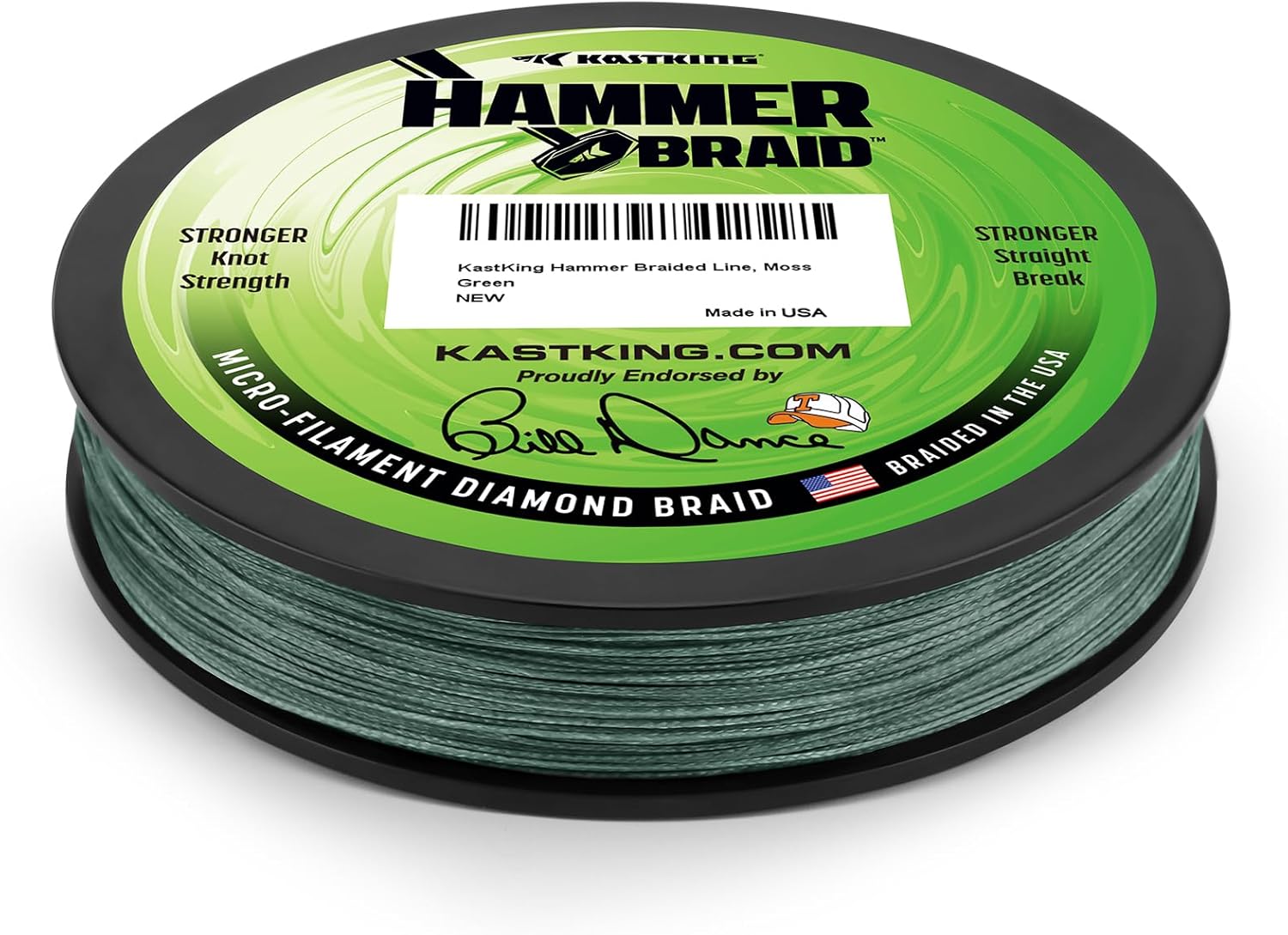 KastKing Hammer Braid Fishing Line - Abrasion Resistant Braided Line, Made in The USA, Thin Diameter Superline, Line Endorsed by Bill Dance, Tighter Diamond Braid, Zero Stretch, More Color Fast