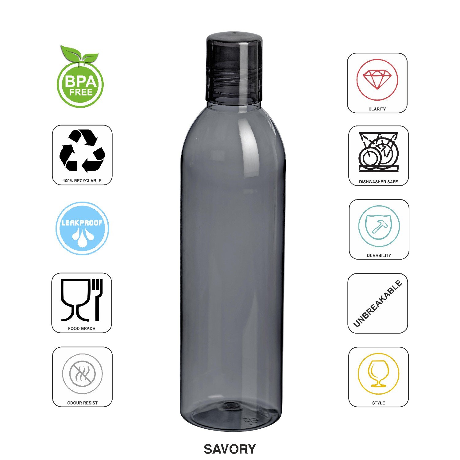Steelo Savory Grey Water Bottle Set - 4 x 1L -2