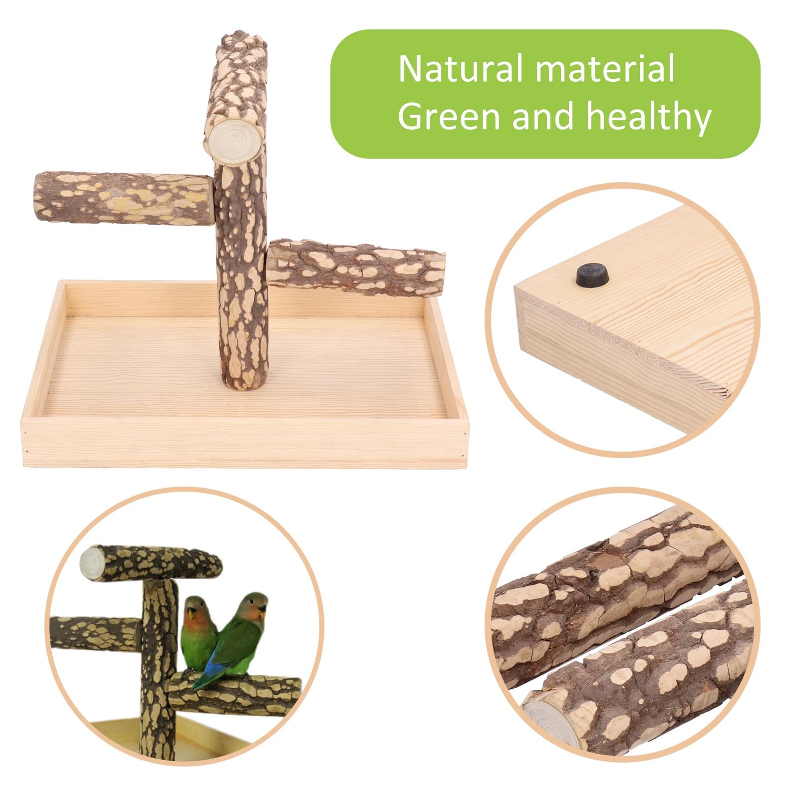 Puesto de Juegos para pájaros, Plataforma de Base Segura para Patio de Juegos con Percha de Madera para Loros, Entrenamiento de Aves