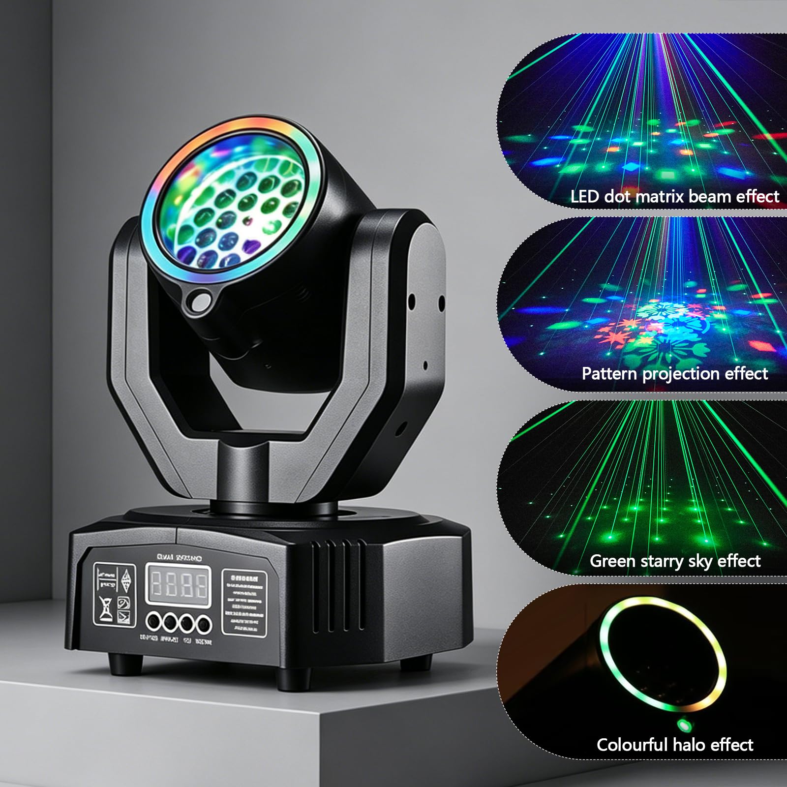 30W Mini LED Moving Head Beam Scheinwerfer RGBW, Discolicht mit Gobo & Sternenhimmel Effekt, DMX512 Soundaktiv, Stroboskop mit Fernbedienung für DJ, Partys, Bars, KTV, Hochzeiten & Bühnen