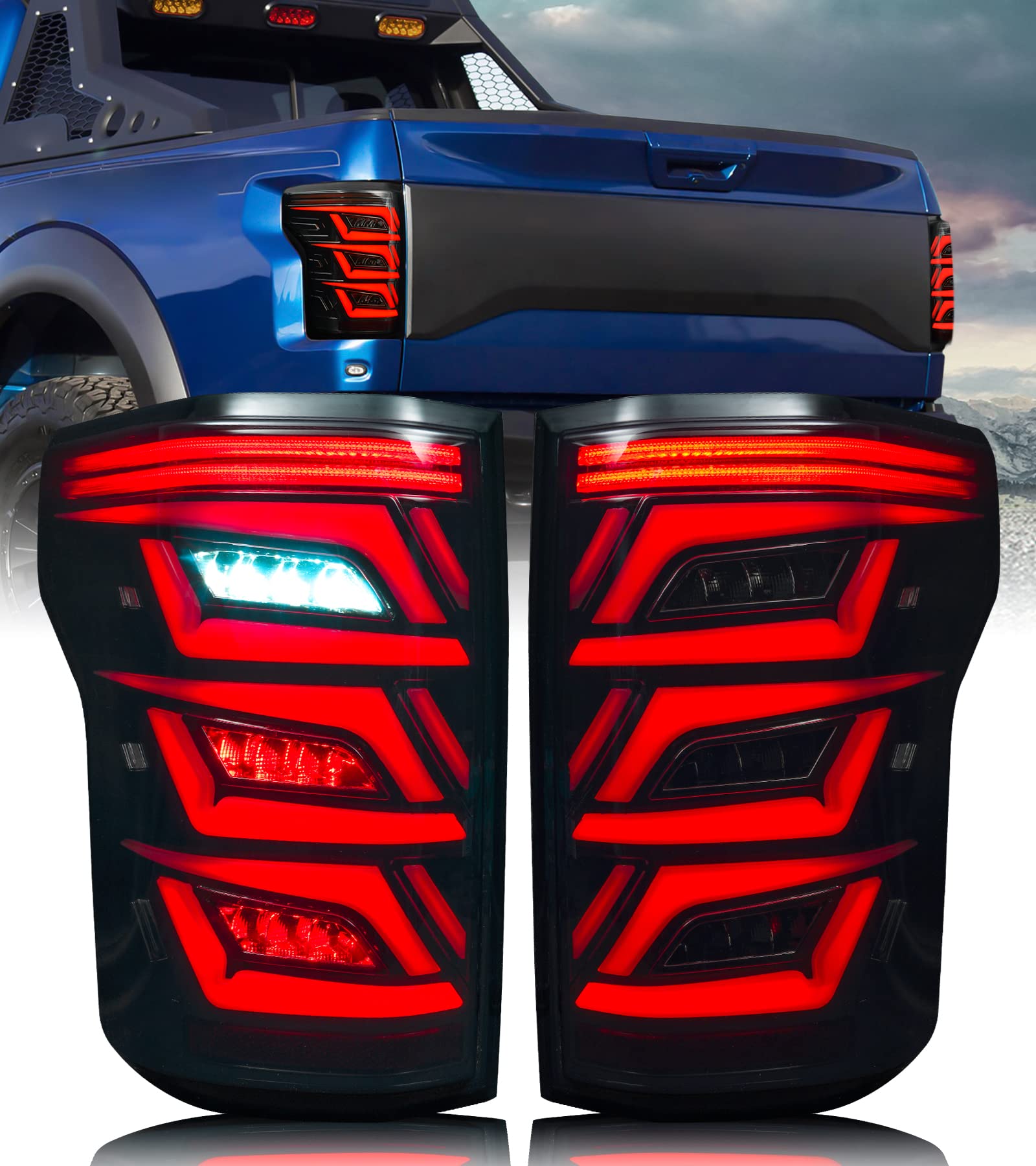 Photo 1 of DOOD Tail lights for F150 2015-2020 LED Rear Tail lights Red Turn Signals Brake Reverse Light DRL Rear Lights Assembly Accessories Parts(Not Fit F150 with BLISS n Factory LED Version)