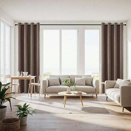 Miniatura 41 de ChrisDowa Cortinas 100% opacas de abedul liso de 96 pulgadas de largo, 2 paneles para dormitorio, sala de estar, oscurecimiento de la habitación de