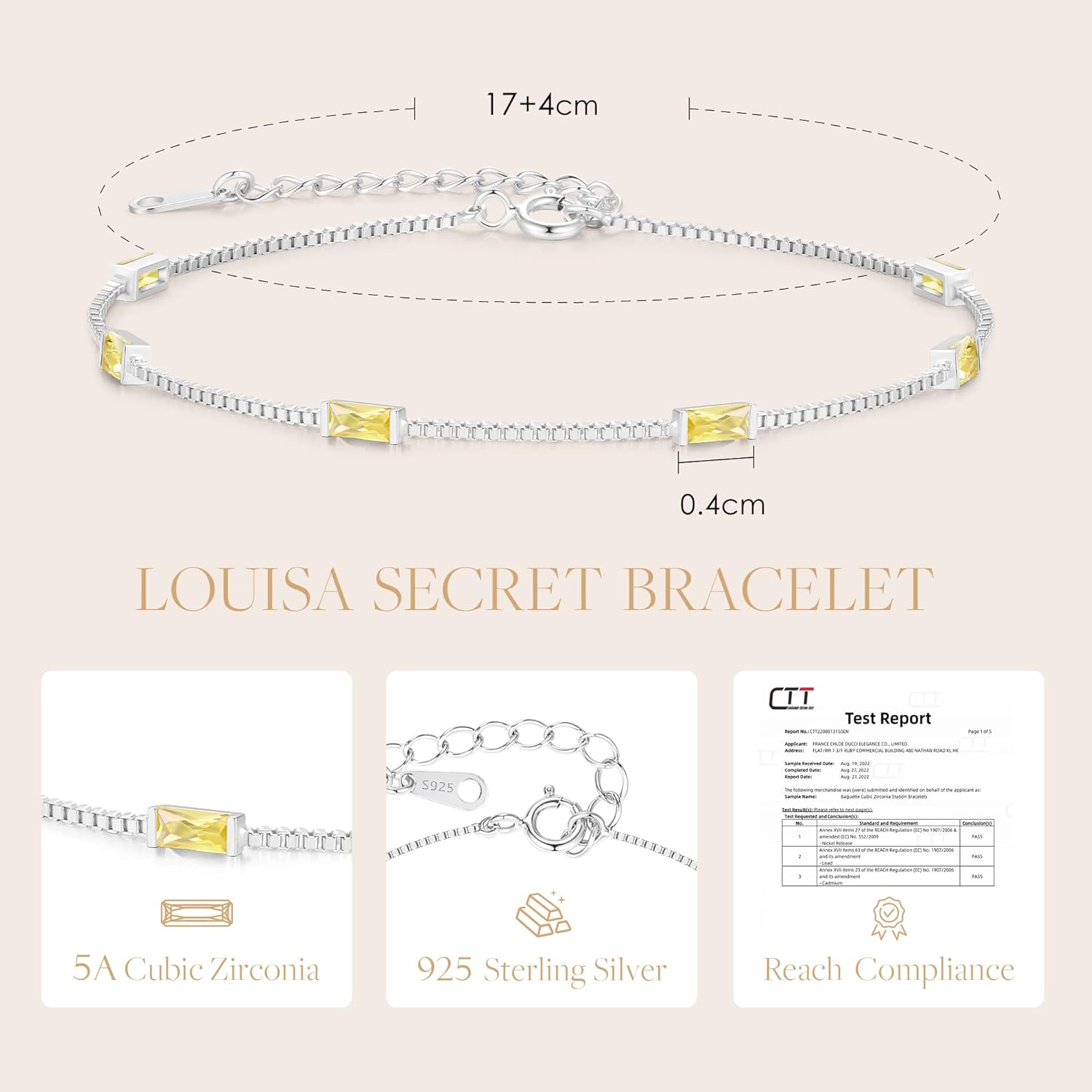 LOUISA SECRET Birthstone Bracelets for Women, 925 Sterling Silver Dainty Simple Women Charm Link Bracelet, Birthday Anniversary Christmas Jewelry Gifts for Women Wife Mom Her - Image 4