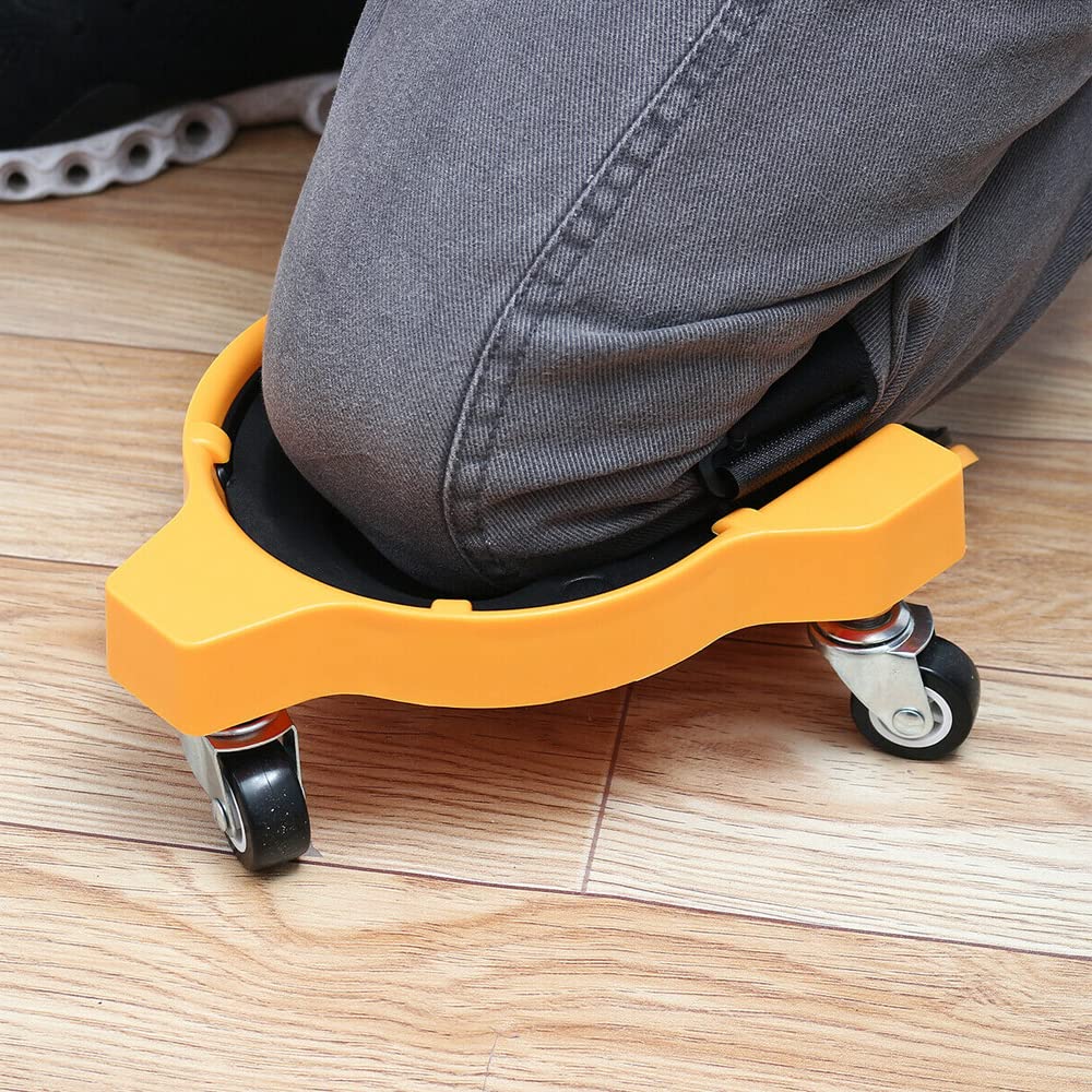 Lot de 2 genouillères robustes pour le travail - Avec roulettes - Capacité de rotation à 360 degrés - Sans soulever - Antidérapantes - Avec sangles réglables