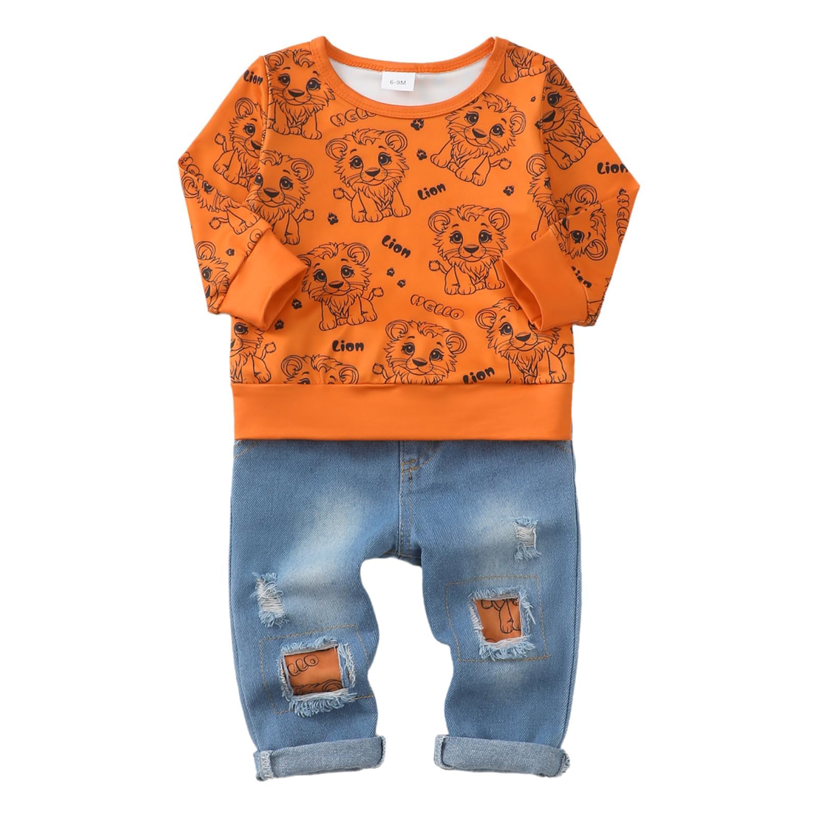 Toddler Baby Boy Clothes Fall Winter Outfits Long Sleeve Letter Printed Sweatshirt Pullover Tops Jean Pants Set