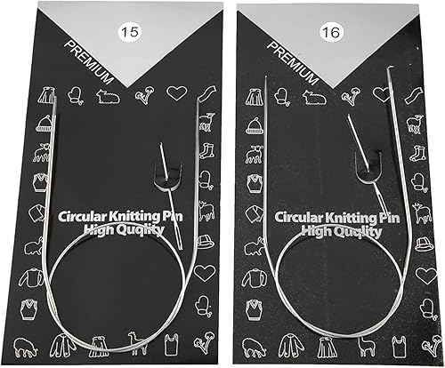 Miniatura 7 de Aguja de tejer circular, 11 piezas de acero inoxidable de 43/65/31.5 in de acero inoxidable de varios tamaños, kit de tejido de aguja de tejer