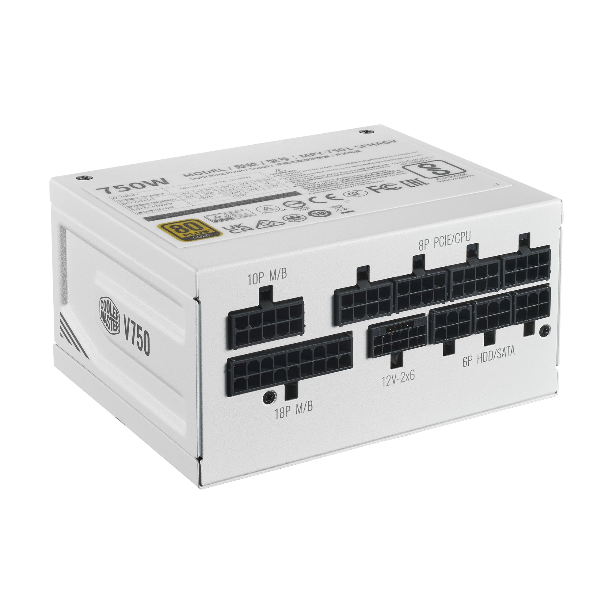 V750 SFX Gold 750W Fully Modular Power Supply – 80+ Gold Certified SFF PSU, ATX 3.1 & PCIe 5.1 Ready, 90° Angled Cable, Low Noise, Small Form Factor ITX PSU, 10-Year Warranty, White