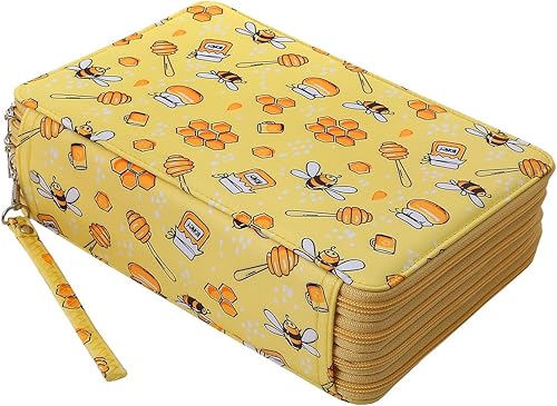 Lbxgap Estuche portátil con patrón de impresión a color con capacidad para 216 lápices organizador con práctico envoltorio portátil, soporte