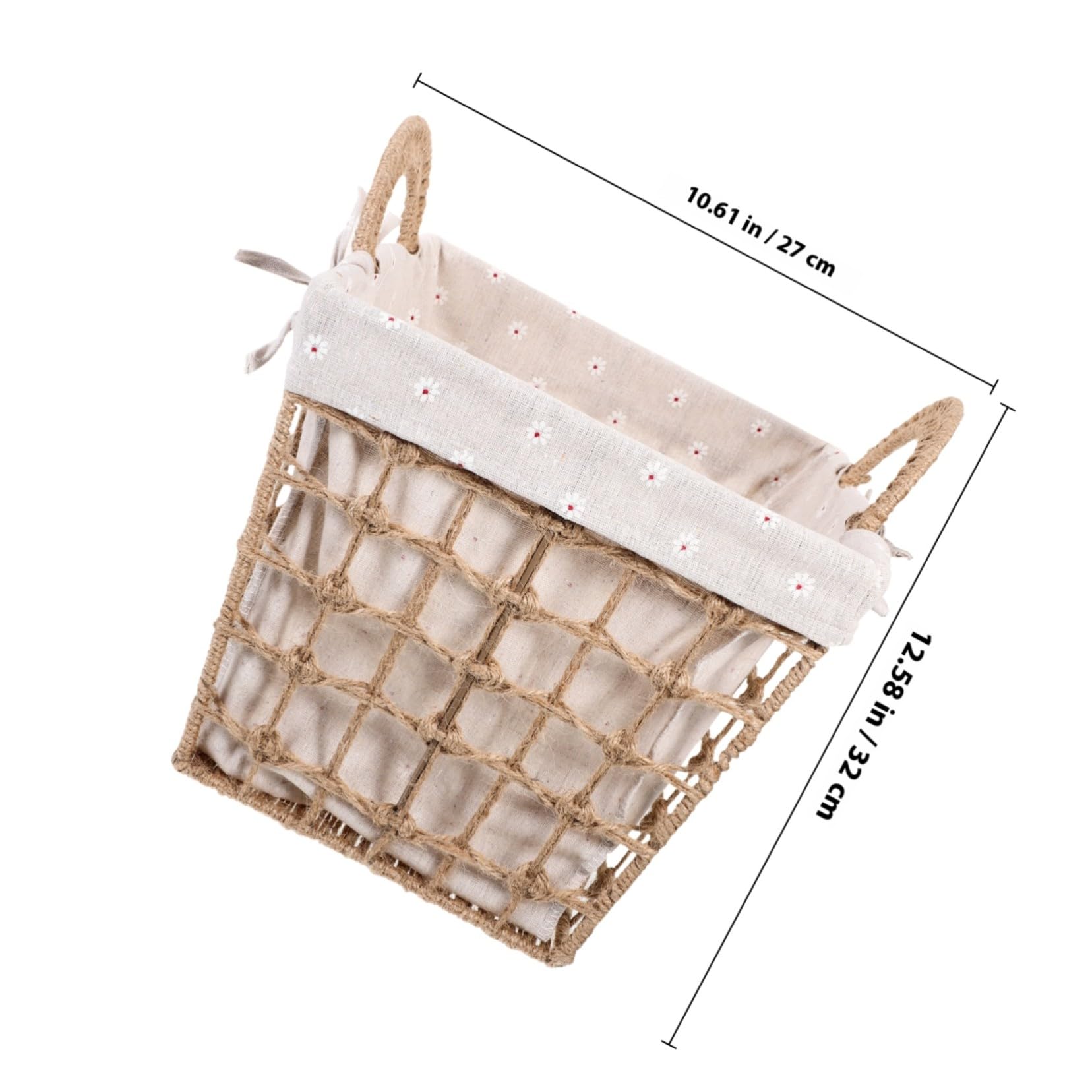 Cesta de Almacenamiento Tejida Organizador Pequeño con Cuerda de Cáñamo y Forro Extraíble con Asas para Sala o Restaurante , Adecuado para Escritorio