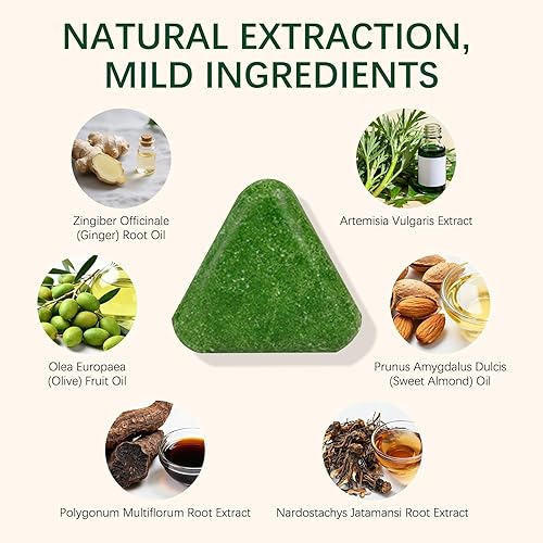 Miniatura 2 de Nature Triangle - Barra de champú Nature Seven Green Soap Shampoo con Platycladus orientalis de siete hojas y ginseng para una limpieza suave,