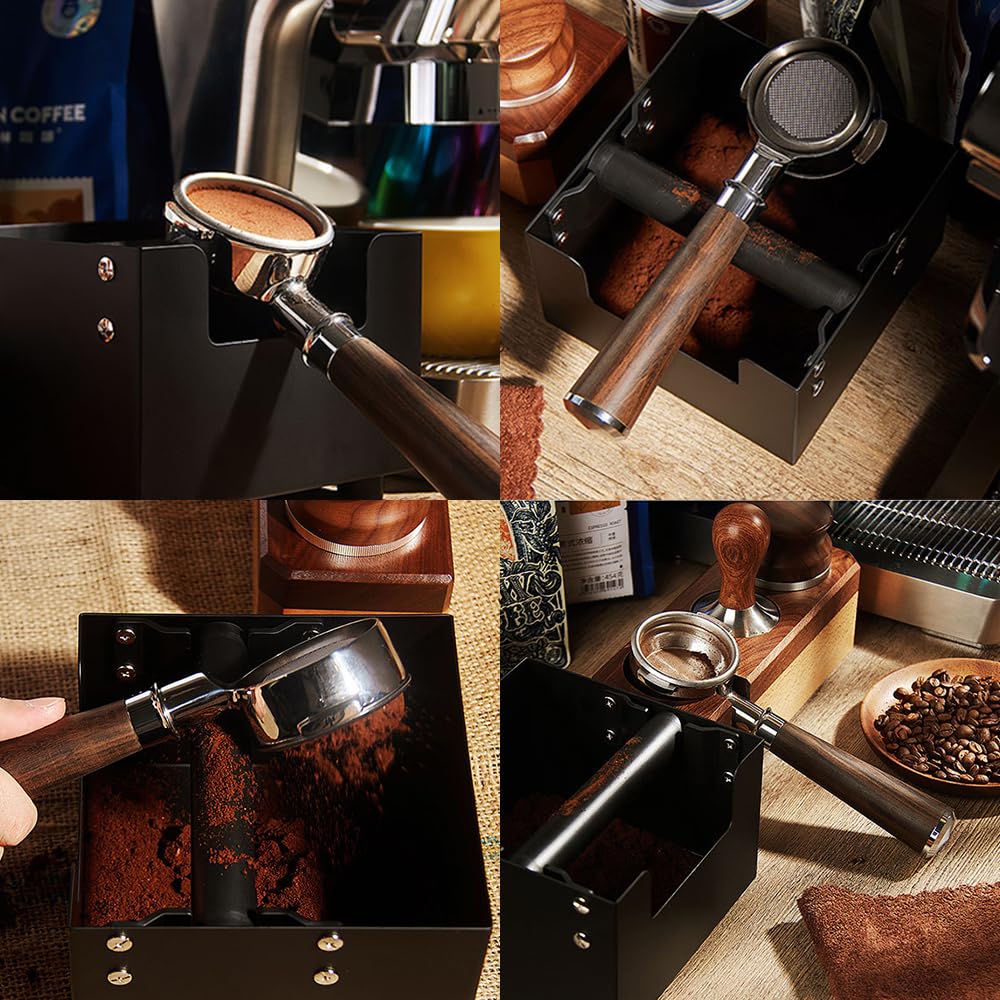 Contenitore per fondi di caffè di grande capacità, resistente in acciaio antiurto, accessori per caffè espresso, contenitore per fondi di caffè con barra di battuta in silicone