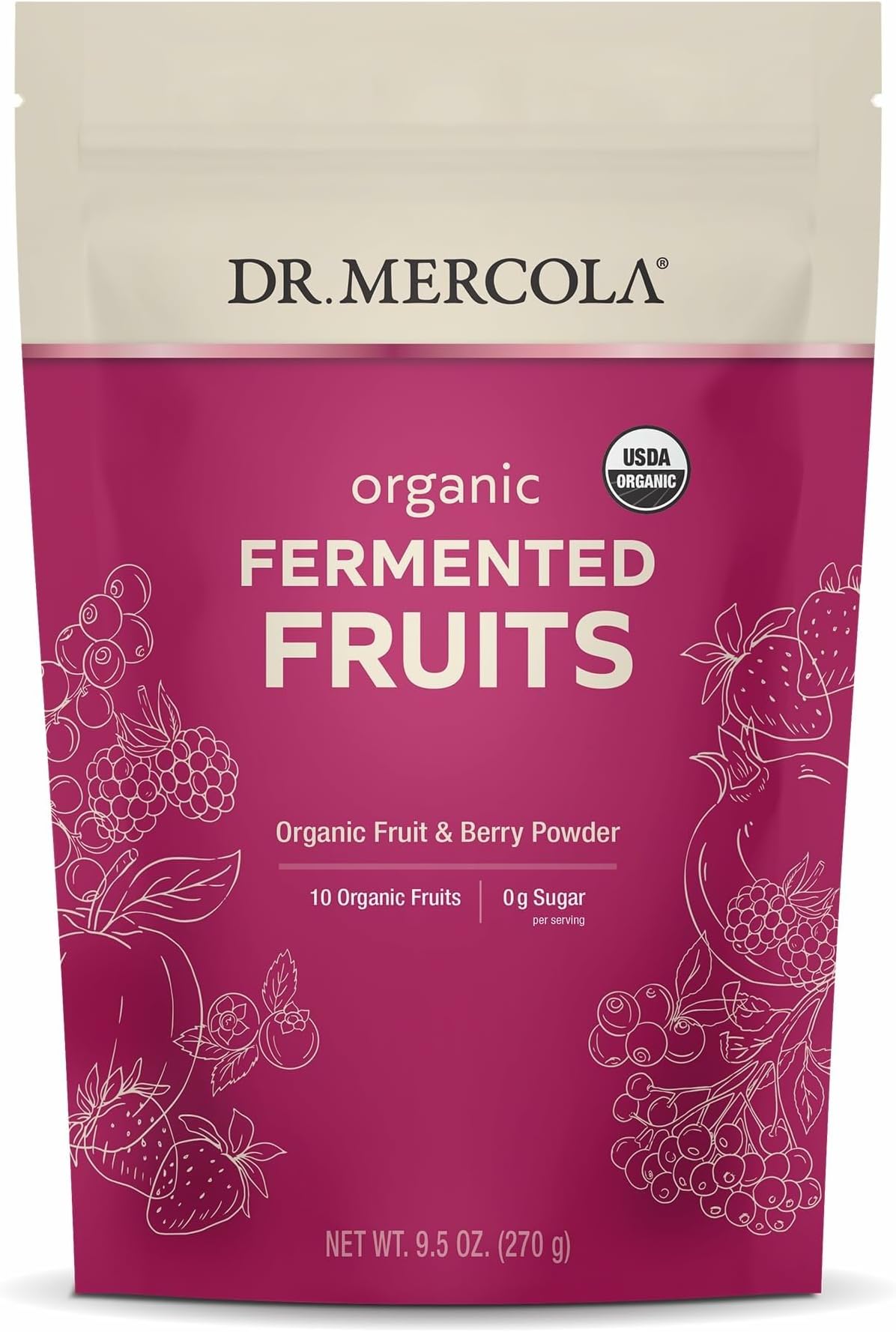 Organic Fermented Fruits - Supports Digestive and Cellular Health - Certified Organic - Non-GMO - Soy-Free - Gluten-Free - 9.5 oz (270 g) - 90 Servings