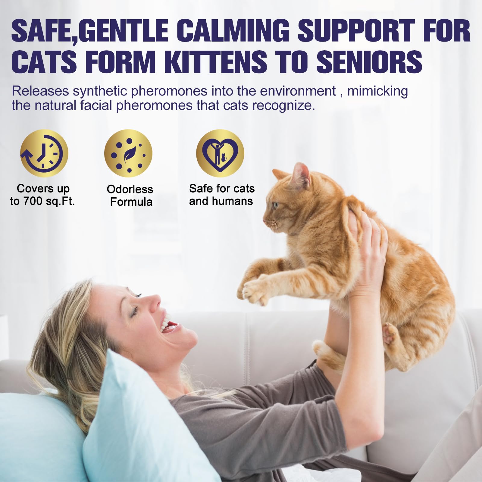 Difusor de Feromonas Calmantes para Gatos, Reduce Estrés, Ansiedad y Arañazos, Ayuda a Disminuir la Agresividad y Conflictos entre Gatos, Apto para Todos los Gatos, 1 Difusor + 3 Recargas de 48 ml