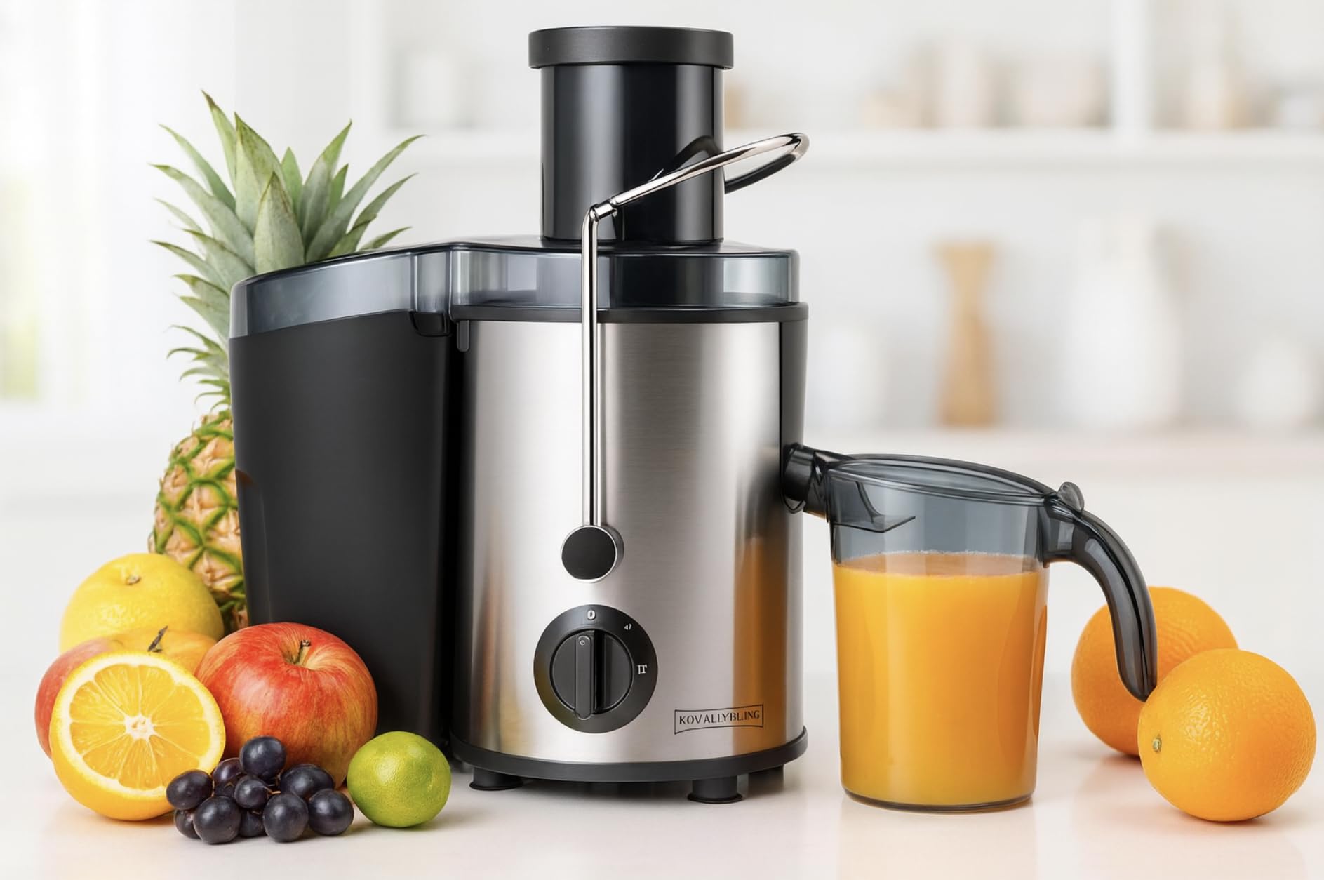 Centrifuga Frutta e Verdura 700W 1,5L – Estrattore Succo con 2 Velocità, Filtro in Acciaio Inox, Bocca Larga 65mm, Separatore di Schiuma, Facile da Pulire, Juicer Compatto da Cucina