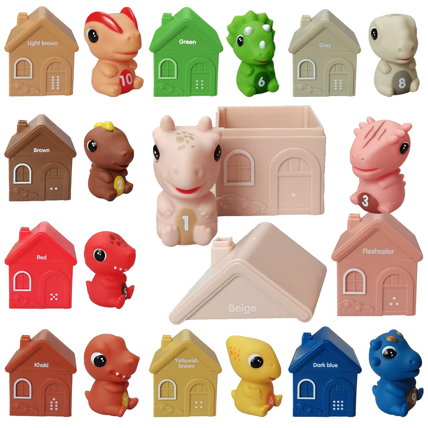 Sorting Fine Motor Games for Toddlers 1-3,Montessori Toys,20 PCS Dinosaur Toys with Finger Puppets and Barn,Sorting & Stacking Toys,Farm Animals,Educational Toys Gift for 1+ Year Old Boys Girls