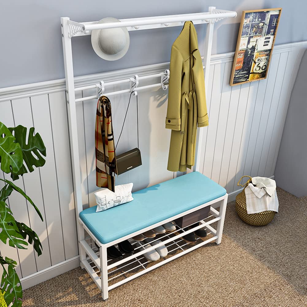 Appendiabiti Ad Angolo Da Ingresso Con Panca Per Scarpe Appendiabiti Da Ingresso Con 6 Ganci In Metallo, Scarpiere Ad Angolo Industriali Scaffali Ad Angolo Indipendenti Organizzato