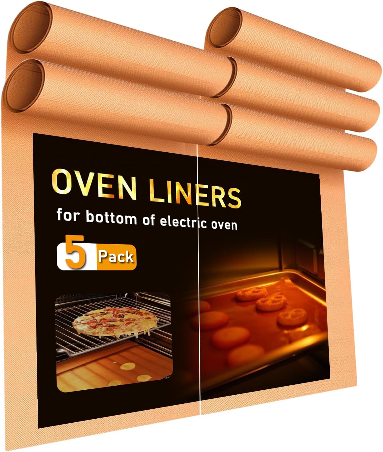 YTFGGY 5-Pack Non-Stick Oven Liners 16x20" Teflon Mats for Electric Gas Ovens Grills Microwaves - Reusable Heat-Safe to 500°F