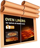 YTFGGY 5-Pack Non-Stick Oven Liners 16x20" Teflon Mats for Electric Gas Ovens Grills Microwaves - Reusable Heat-Safe to 500°F