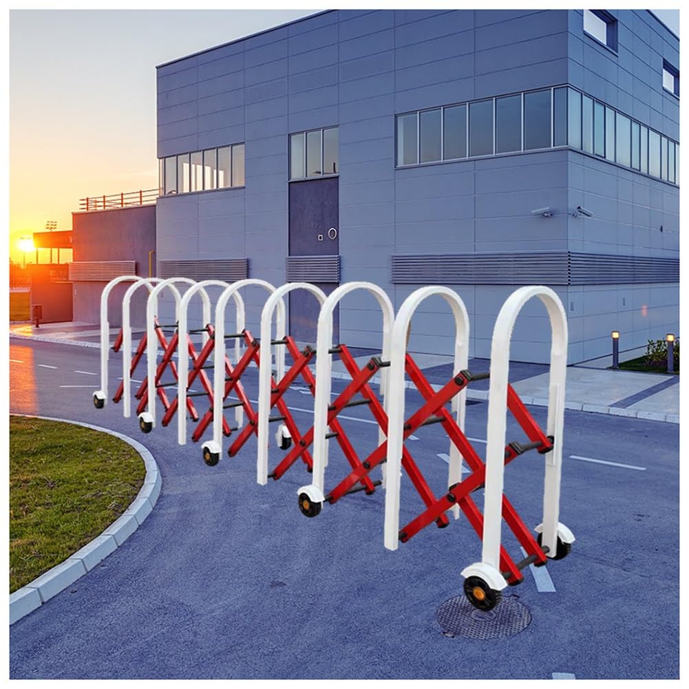 WQPMNYG Retractable Safety Barrier with Wheels, Heavy Duty Outdoor Fence for Traffic and Driveway Security