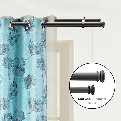 Miniatura 10 de Deco Window Varillas de cortina dobles de 72 a 144 pulgadas con bola acrílica, poste de acero inoxidable resistente para girar y bloquear, diámetro