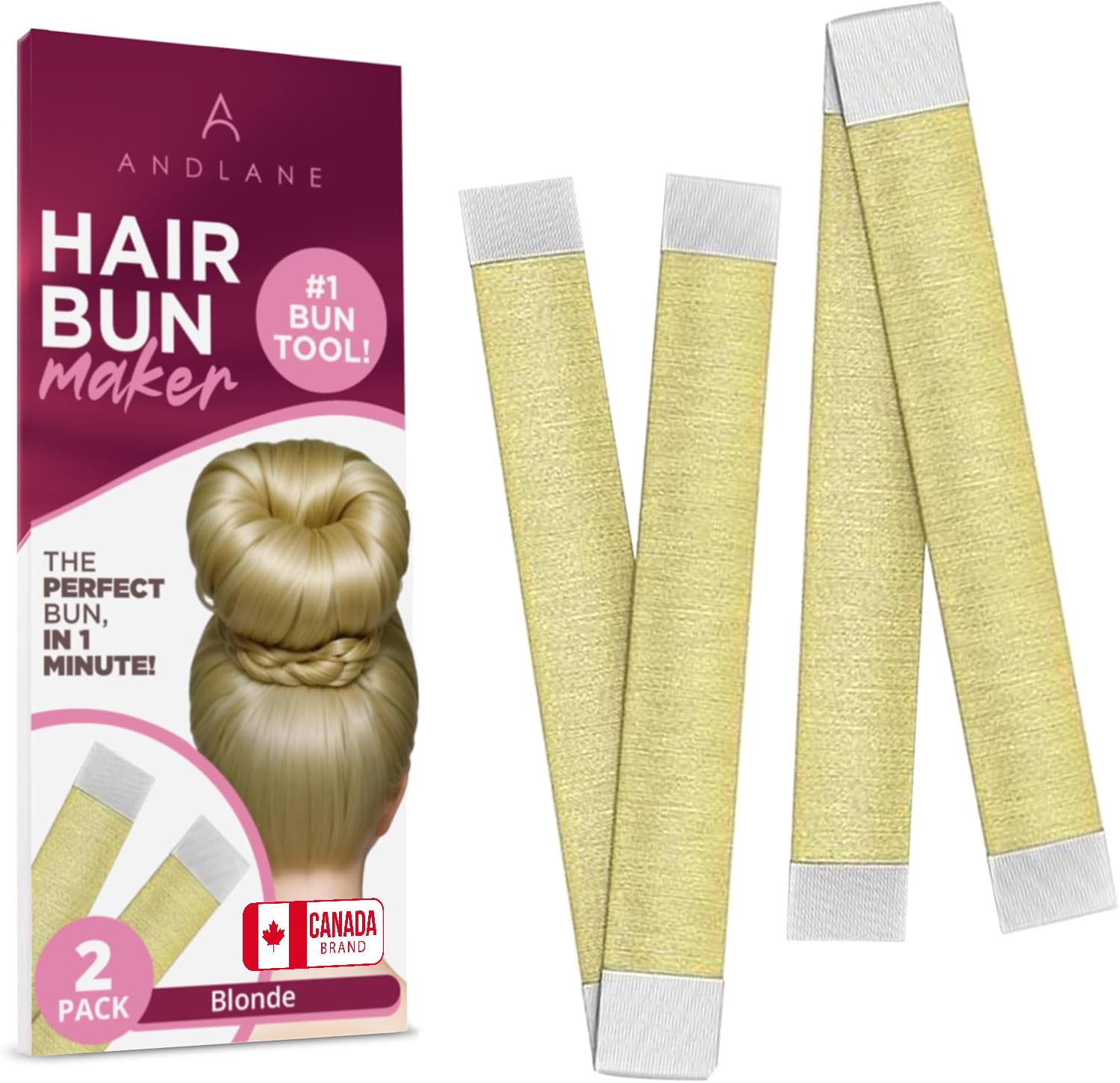 Andlane Hair Bun Maker, French Twist Hair Fold Wrap Snap for Women (Blonde - 2 Pack)