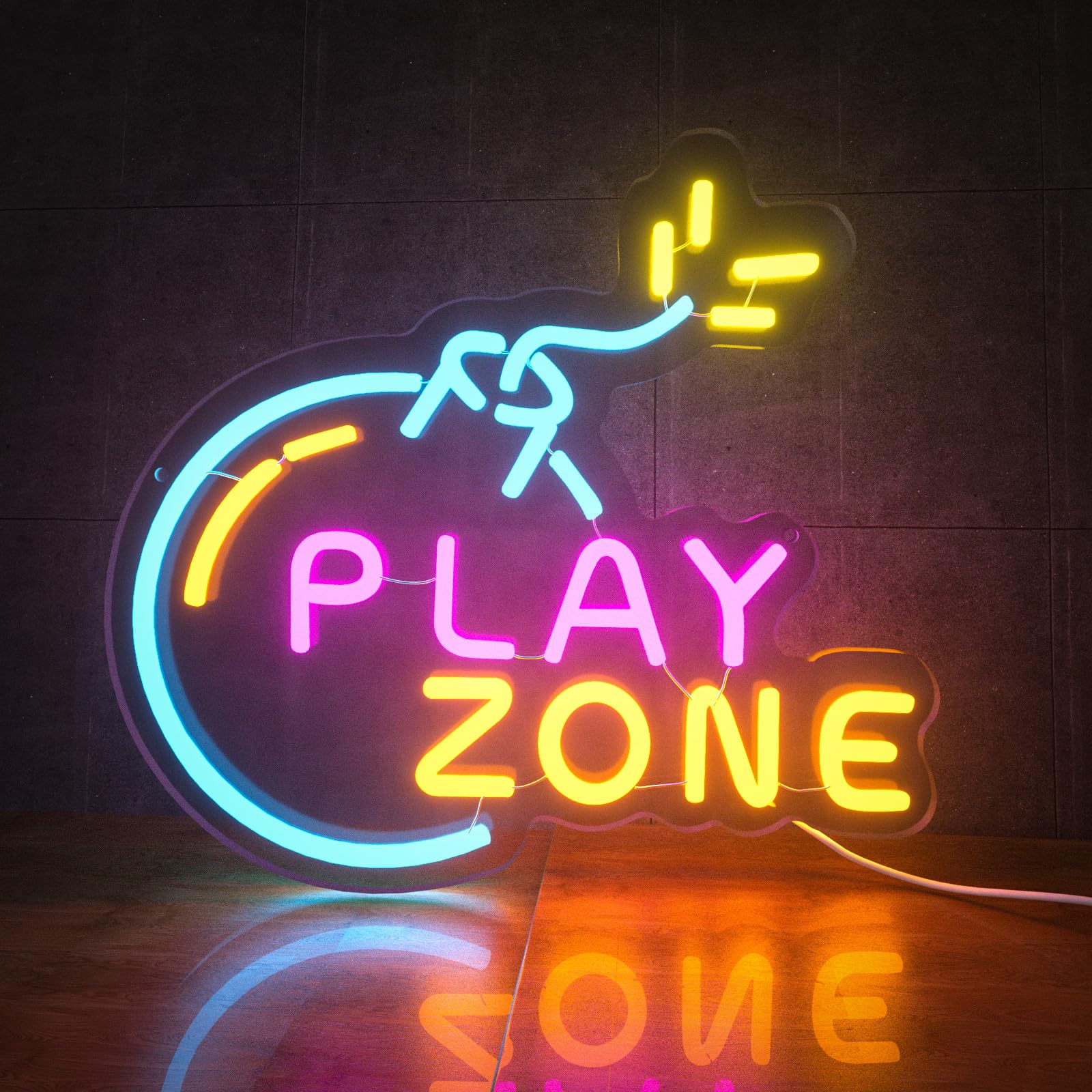 Play Zone Neon Sign for Wall Decor, Bomb Gamer Neon Light for Man