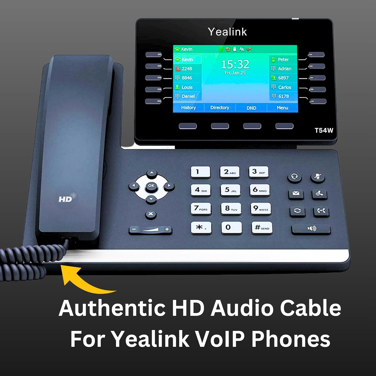 Yealink Power Cord Supply Bundle - Includes 6ft Telephone Replacement Curly Audio Cable RJ-9 Keeps Conversations in HD