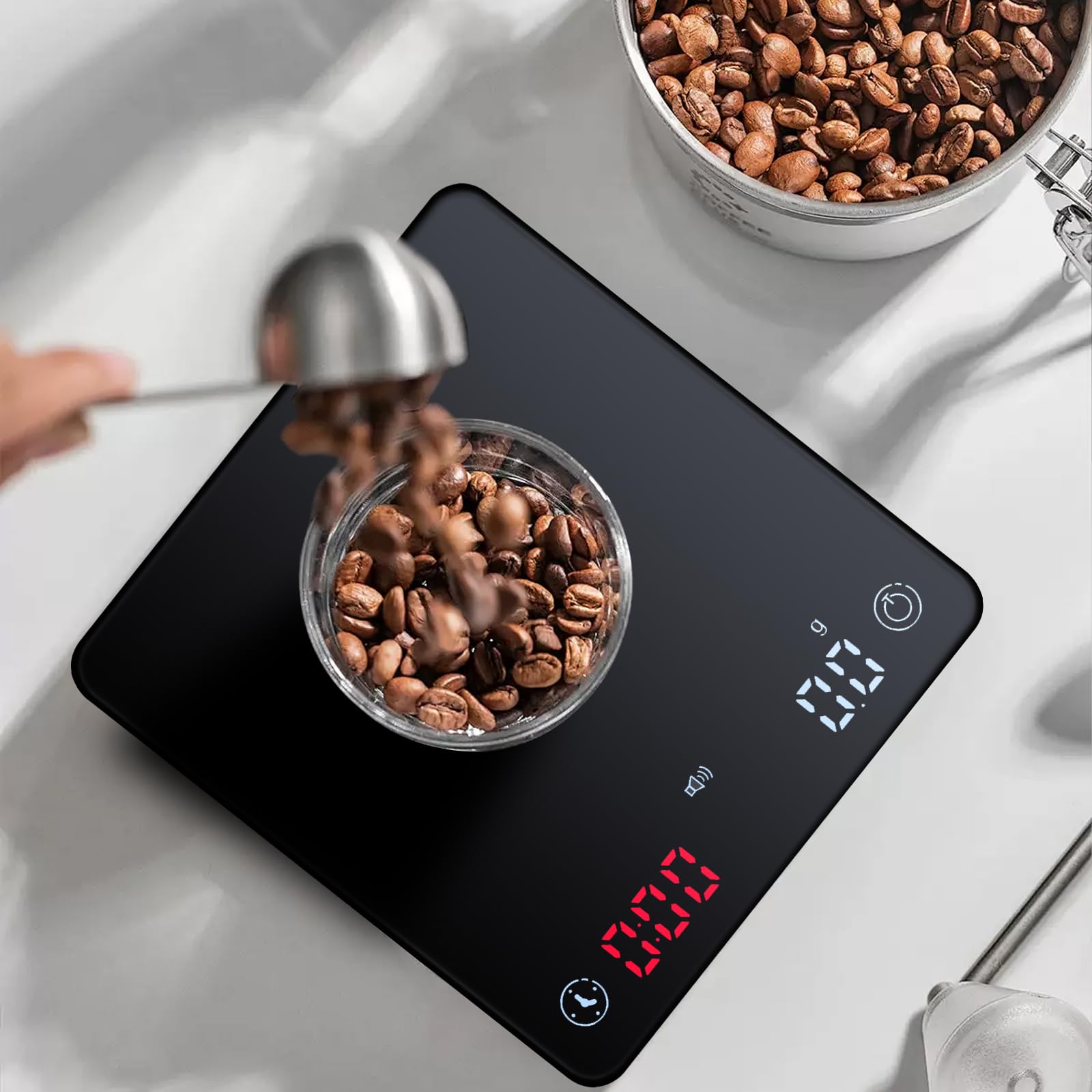 Mini waga do kawy z timerem i ładowarką USB, 2 kg/0,1 g, precyzyjna waga espresso, przenośna cyfrowa waga kuchenna z wyświetlaczem LCD/timerem