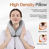 MANXUEKAI Travel Neck Pillow 100% Pure Memory Foam Travel Pillow for Sleeping on Airplane,Car,Train,Bus,Office and Home Use,Washable Soft Cotton Cover，Gifts-Light Grey