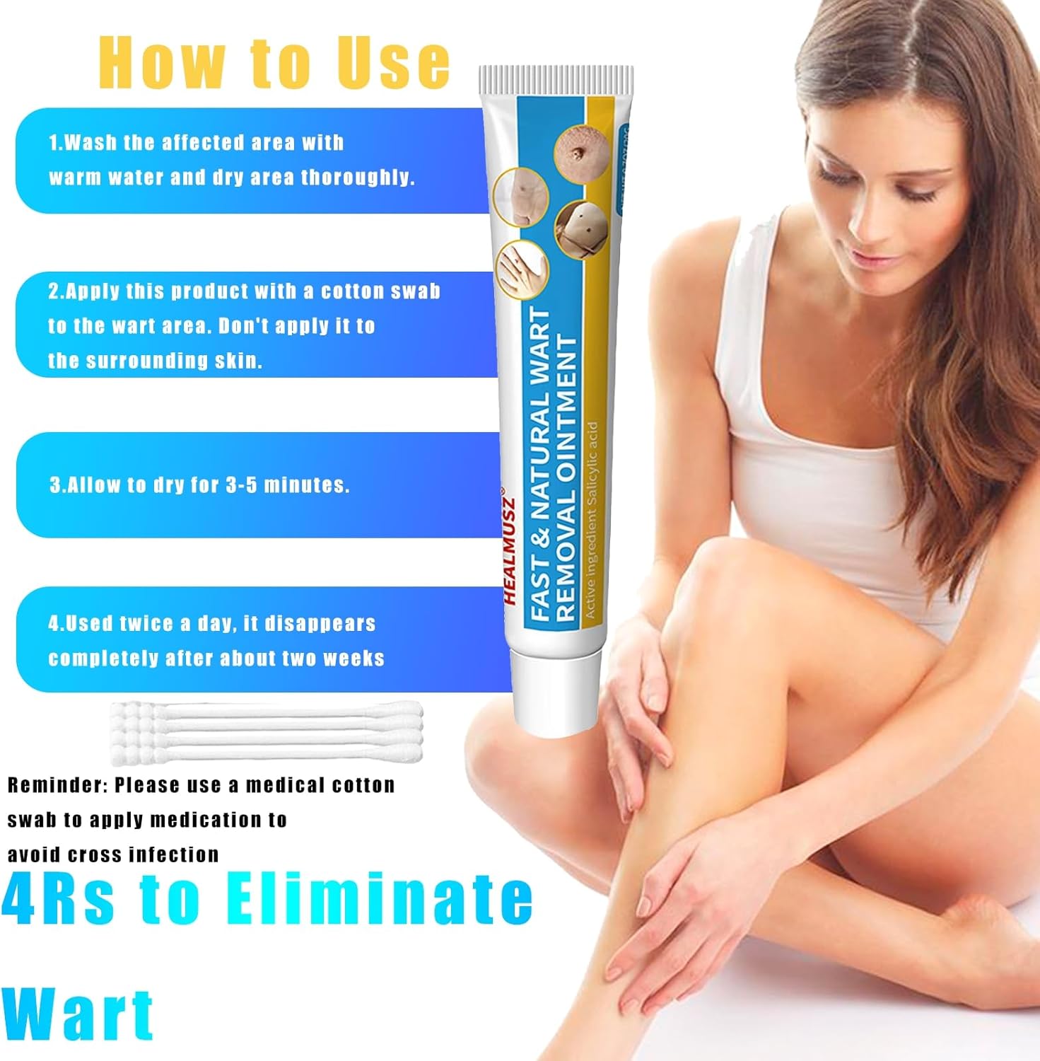 HEALMUSZ Wart Remover Cream, Fast Acting Gel Wart Remover Freeze Off Ointment for Warts, Plantar Warts, Common Warts, Flat Warts, Corns, Calluses- All Skin Type - Image 7
