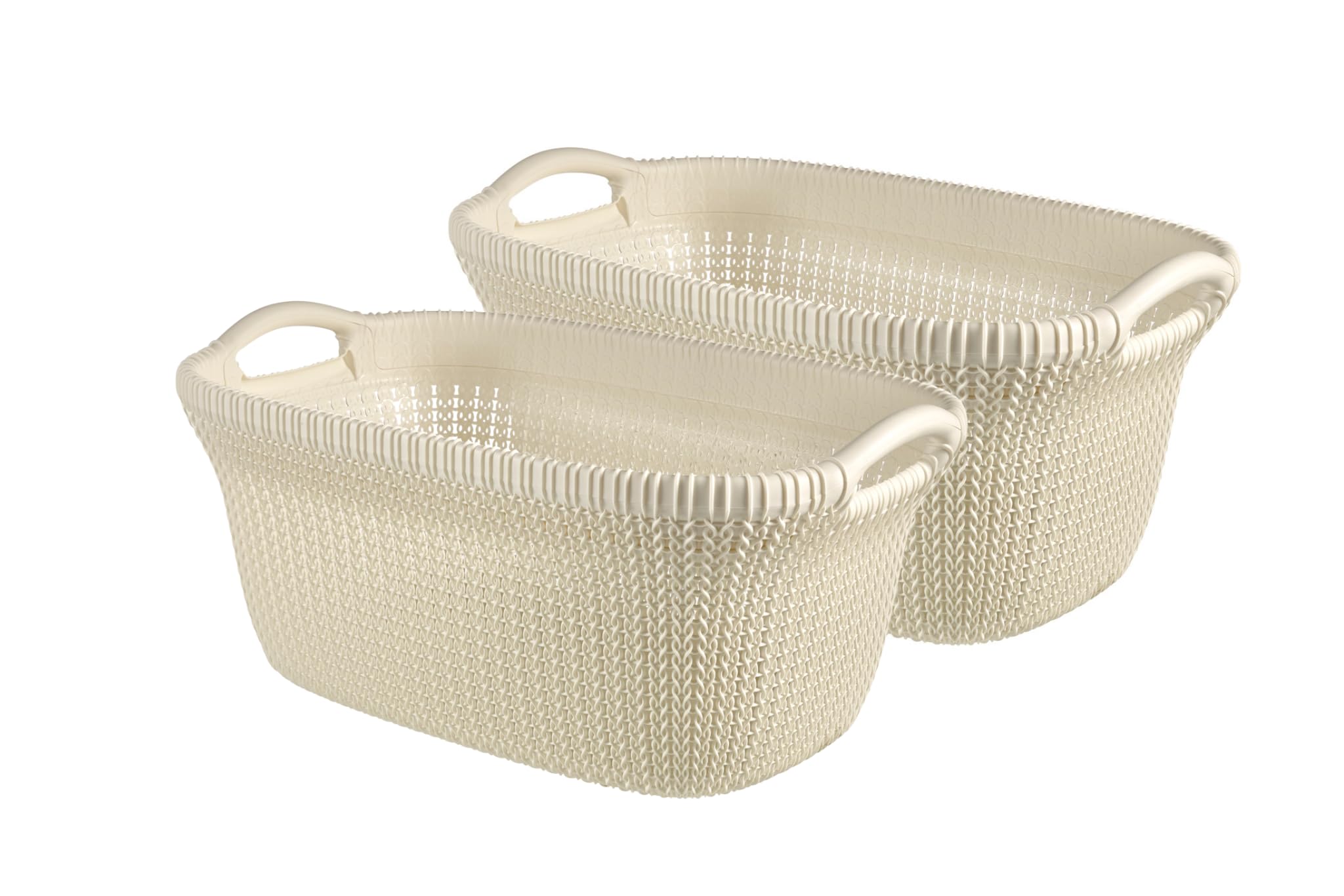 Panier à linge Curver plastique blanc 40l coffre à linge tricot pour buanderie