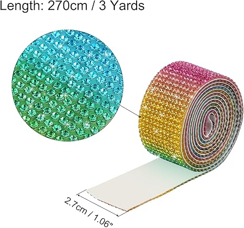 Miniatura 2 de MECCANIXITY 3 rollos de cinta de diamantes de imitación autoadhesiva de 1 pulgada y 3 yardas para proyectos de artes y manualidades, pasteles de