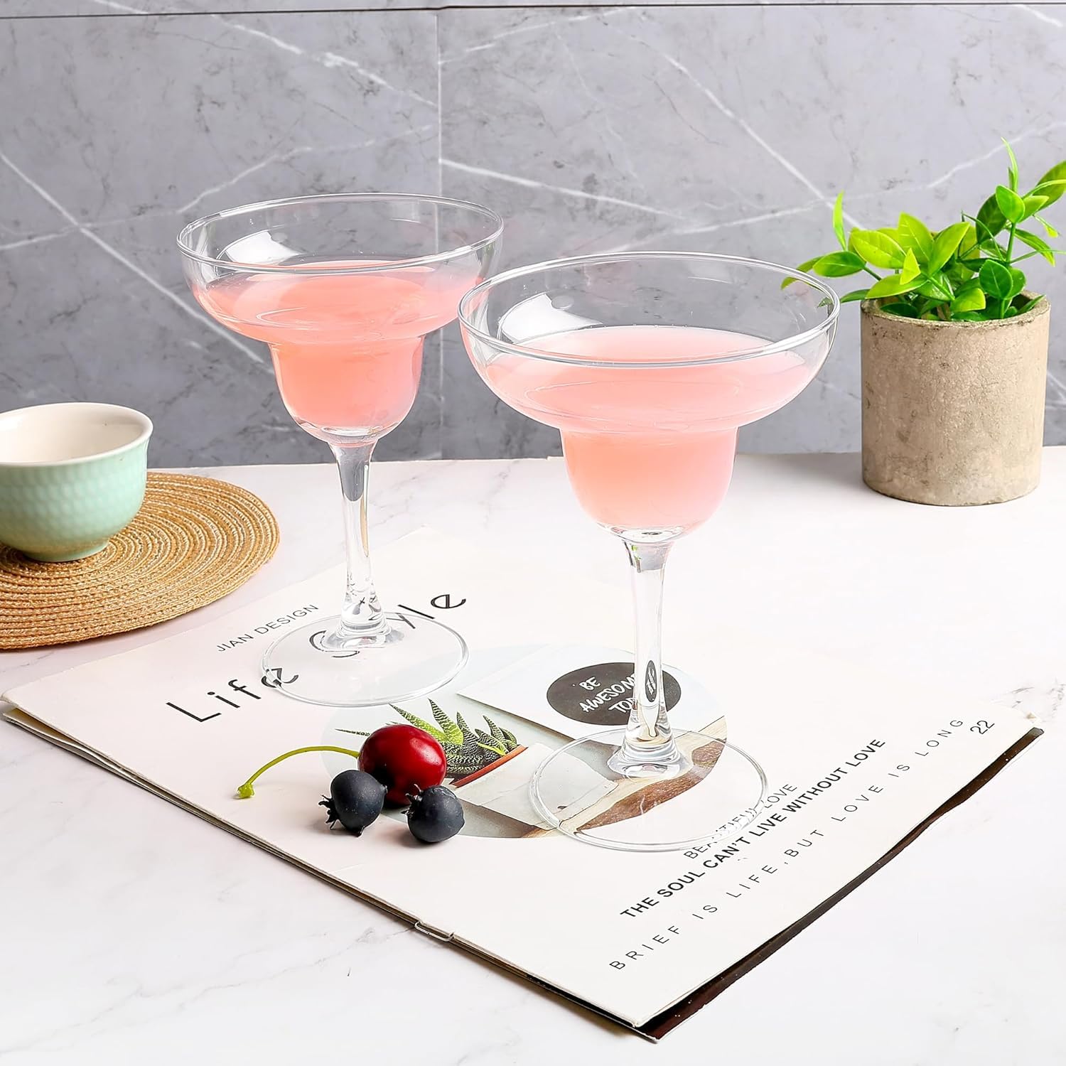 Ufrount Margarita Glasses Cocktail Glasses with stem Crystal Glassware for Frozen, Martini, Mixing Cocktails | Classic Cocktail Glasses for Drinks -190 ml Set of 12 (margerita u-12.) 3