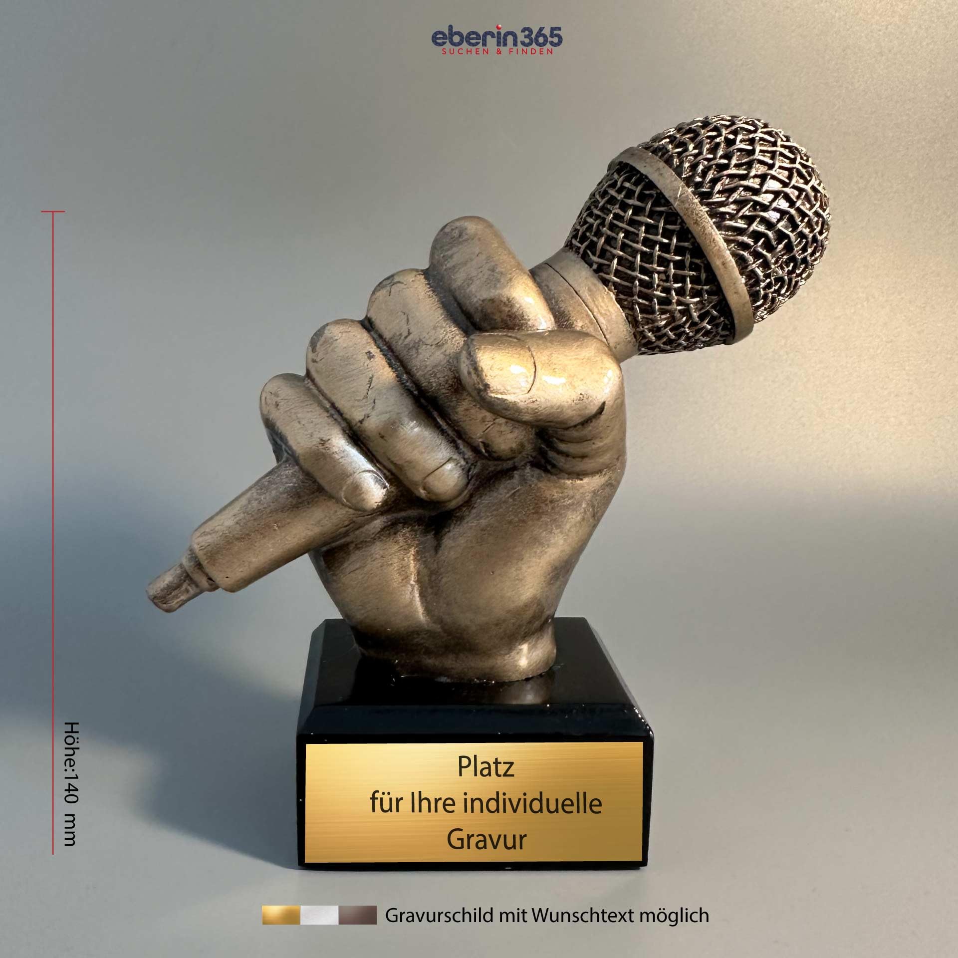 Mikrofon Pokal 14 cm mit Gravur – Trophäe für Sänger